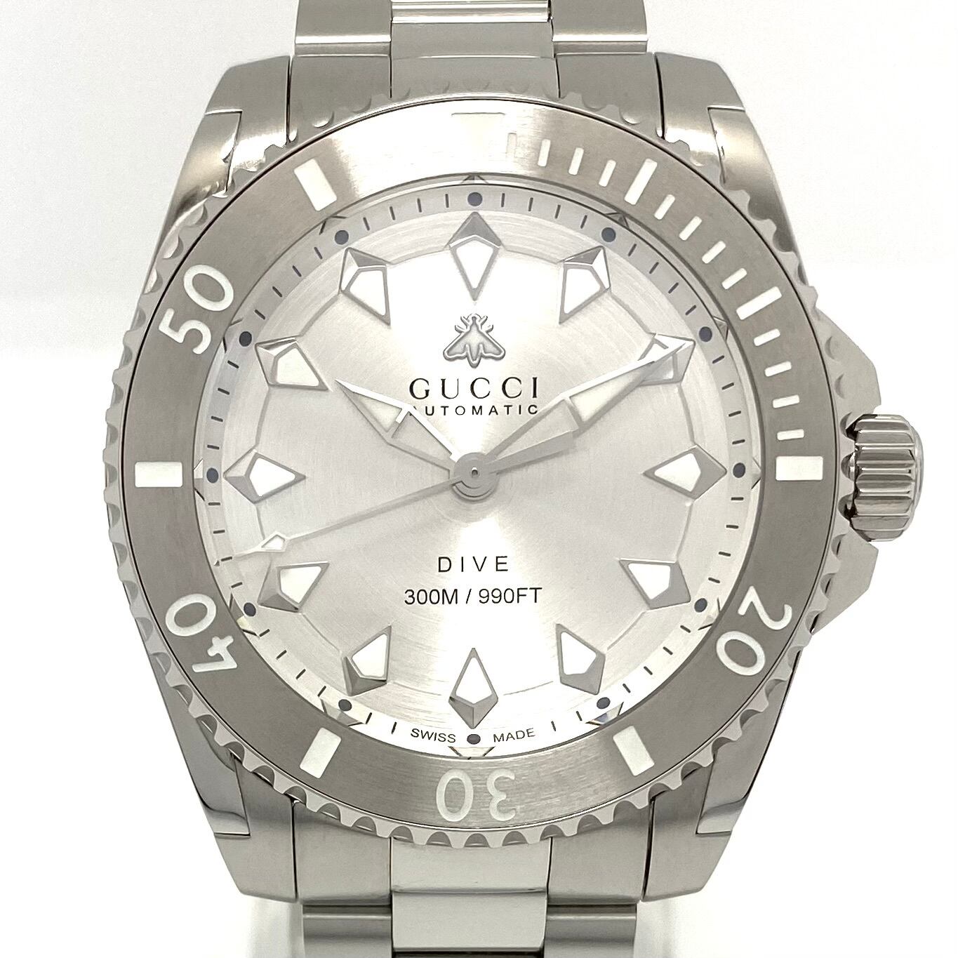 【美品】腕時計 メンズ グッチ GUCCI ダイブ DIVE YA136354 自動巻 シルバー 300m防水