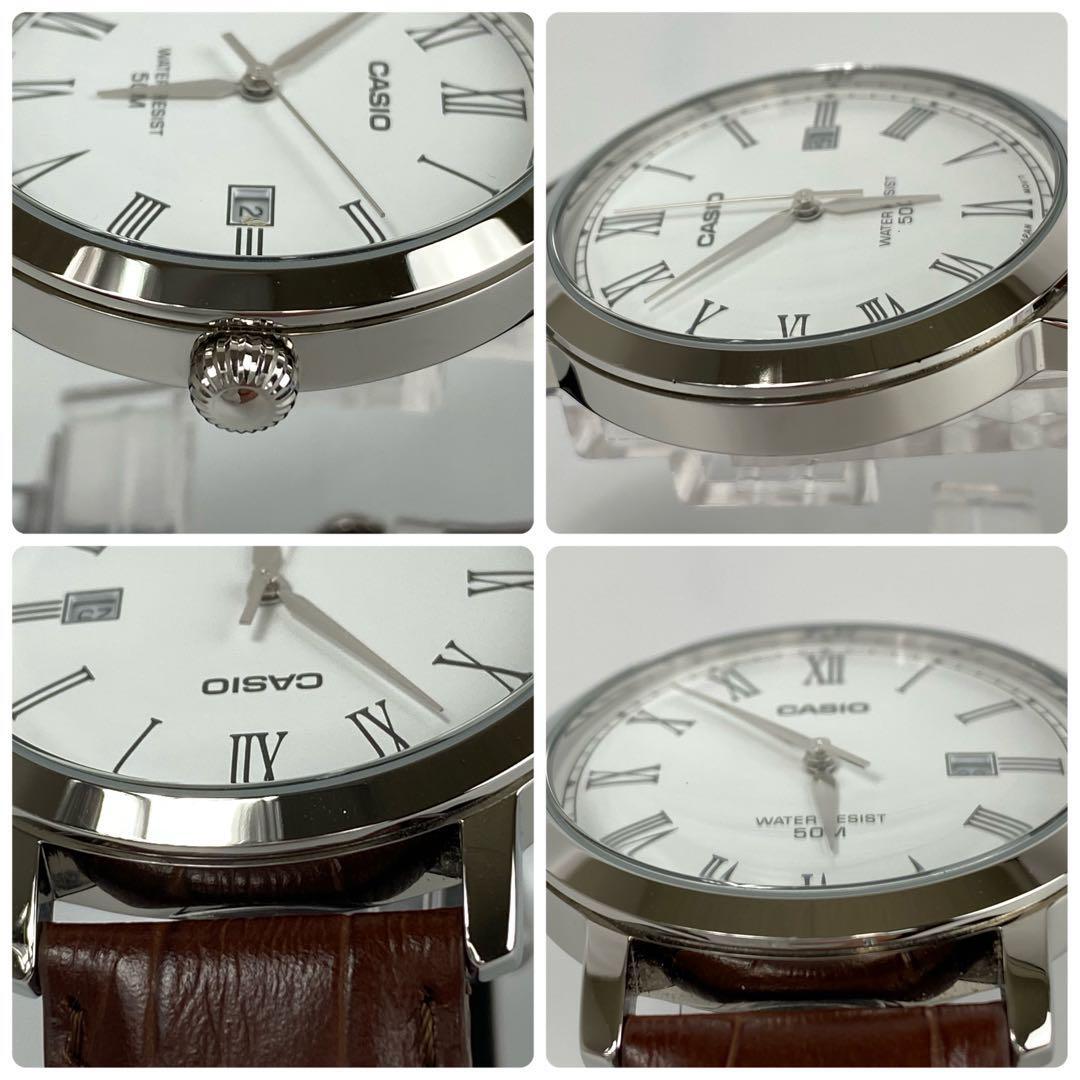 【美品】カシオ　MTP-E149　クォーツ　白　デイト表示　ローマ数字