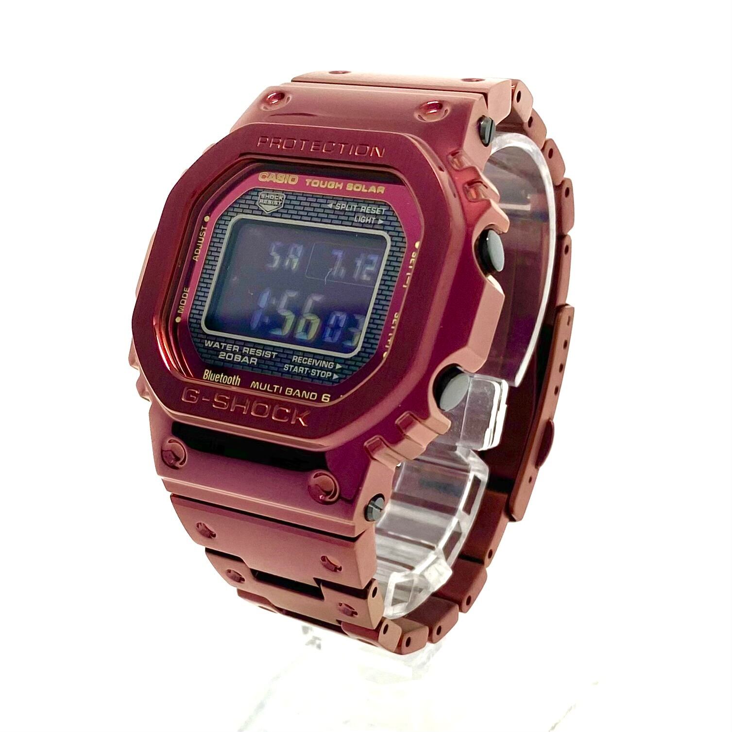 【美品・希少】カシオ CASIO G-SHOCK ジーショック GMW-B5000RD-4JF 5000シリーズ フルメタル スクエア デジタル 電波ソーラー ワインレッド 20気圧防水