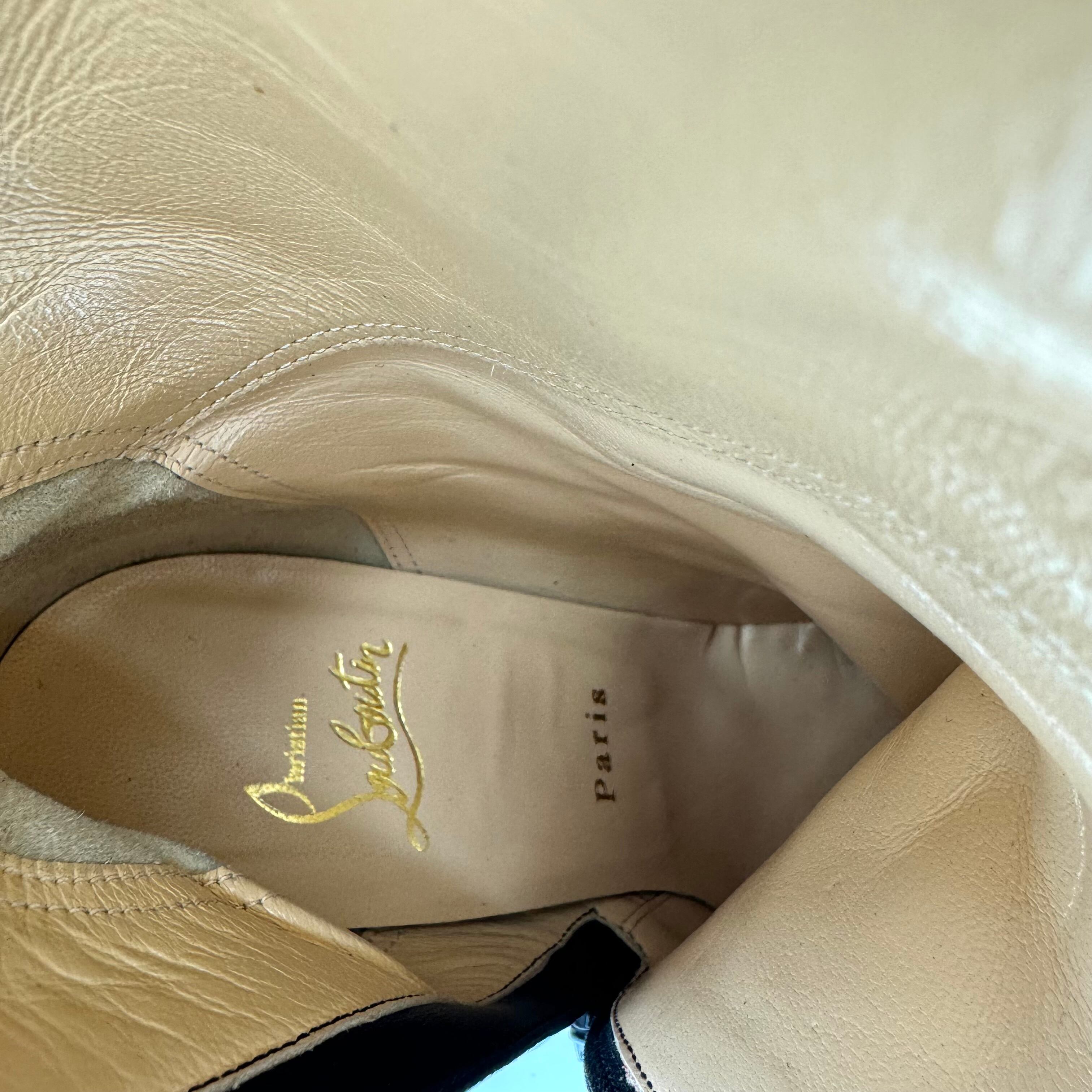 クリスチャンルブタン　ロングブーツ　ハラコ　スエード　黒　ヒョウ柄　25cm