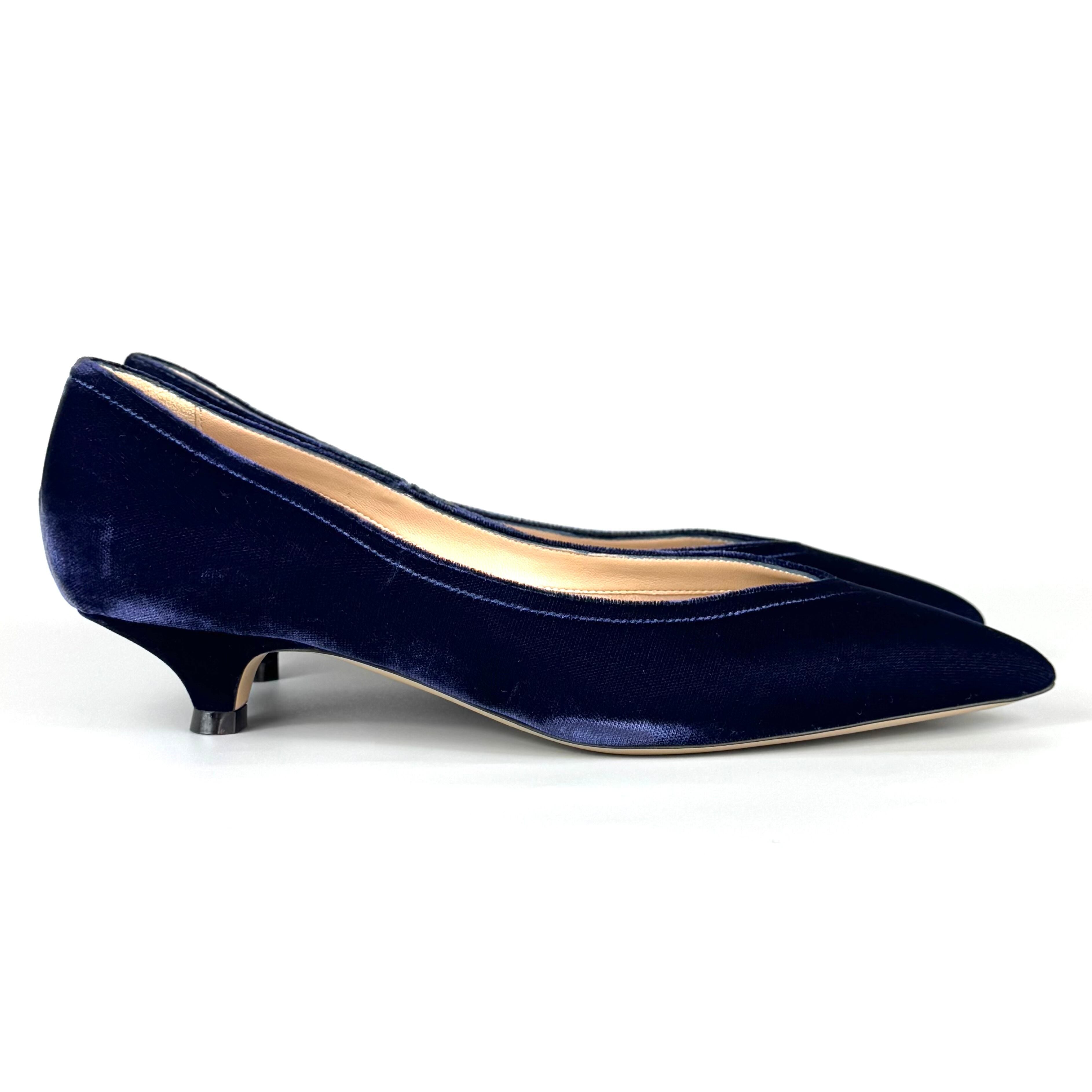 ジョルジオアルマーニ　パンプス　ベロア　ポインテッドトゥ　ネイビー　22.8cm