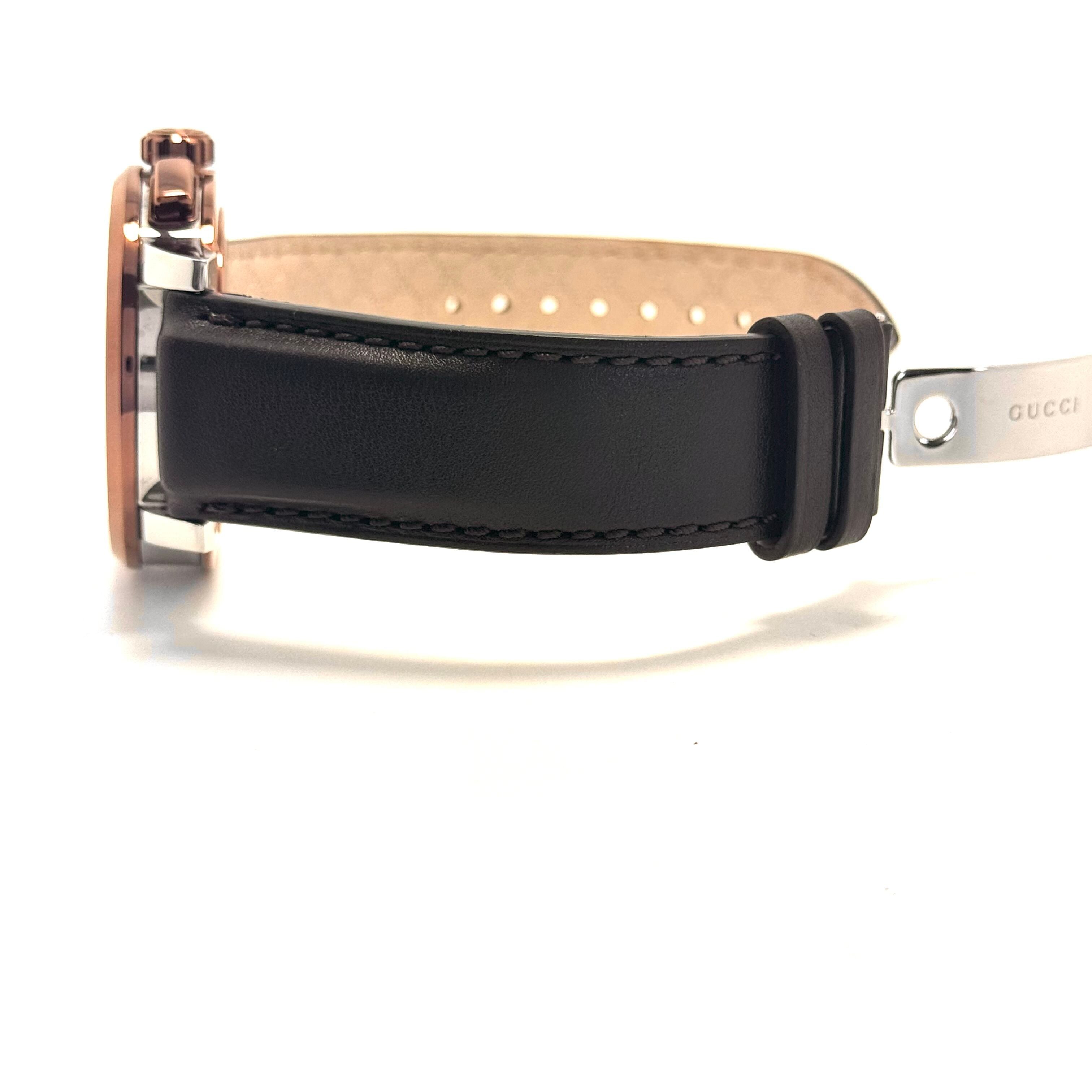 【美品】グッチ　GUCCI　Gクロノ　YA101202　101.2　クォーツ　黒　クロノグラフ　革ベルト