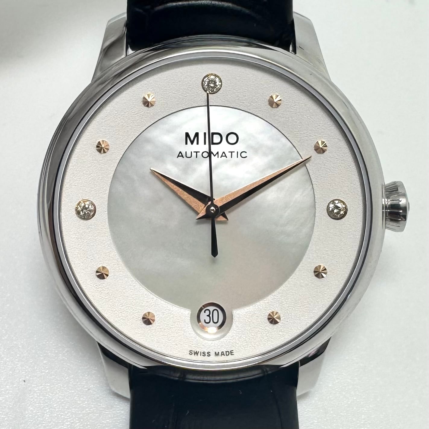 【未使用】ミドー　MIDO　バロンチェッリ　M039.207.16.106.00　自動巻　デイト表示　裏スケ　シェル　革ベルト　レディース