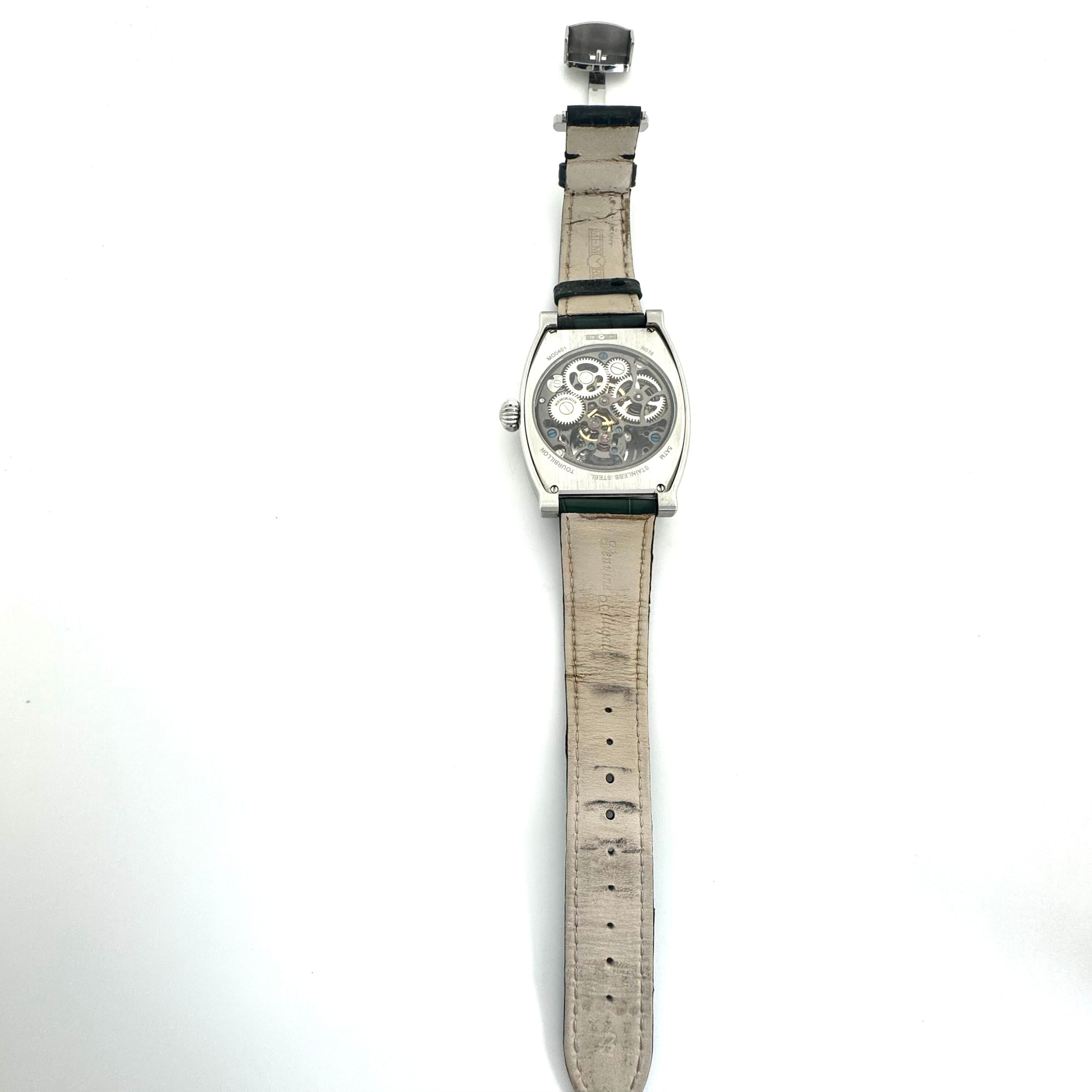 【希少】メモリジン　MEMORIGIN　霊亀　MO0401　トゥールビヨン　手巻き　スケルトン　ルビー　革ベルト