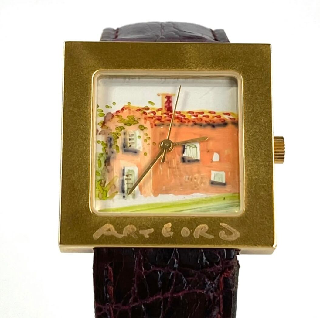 【希少・美品】アルテオロ　アート&ウォッチ　クォーツ　革ベルト　ブラウン　ボーイズ　メンズ　レディース