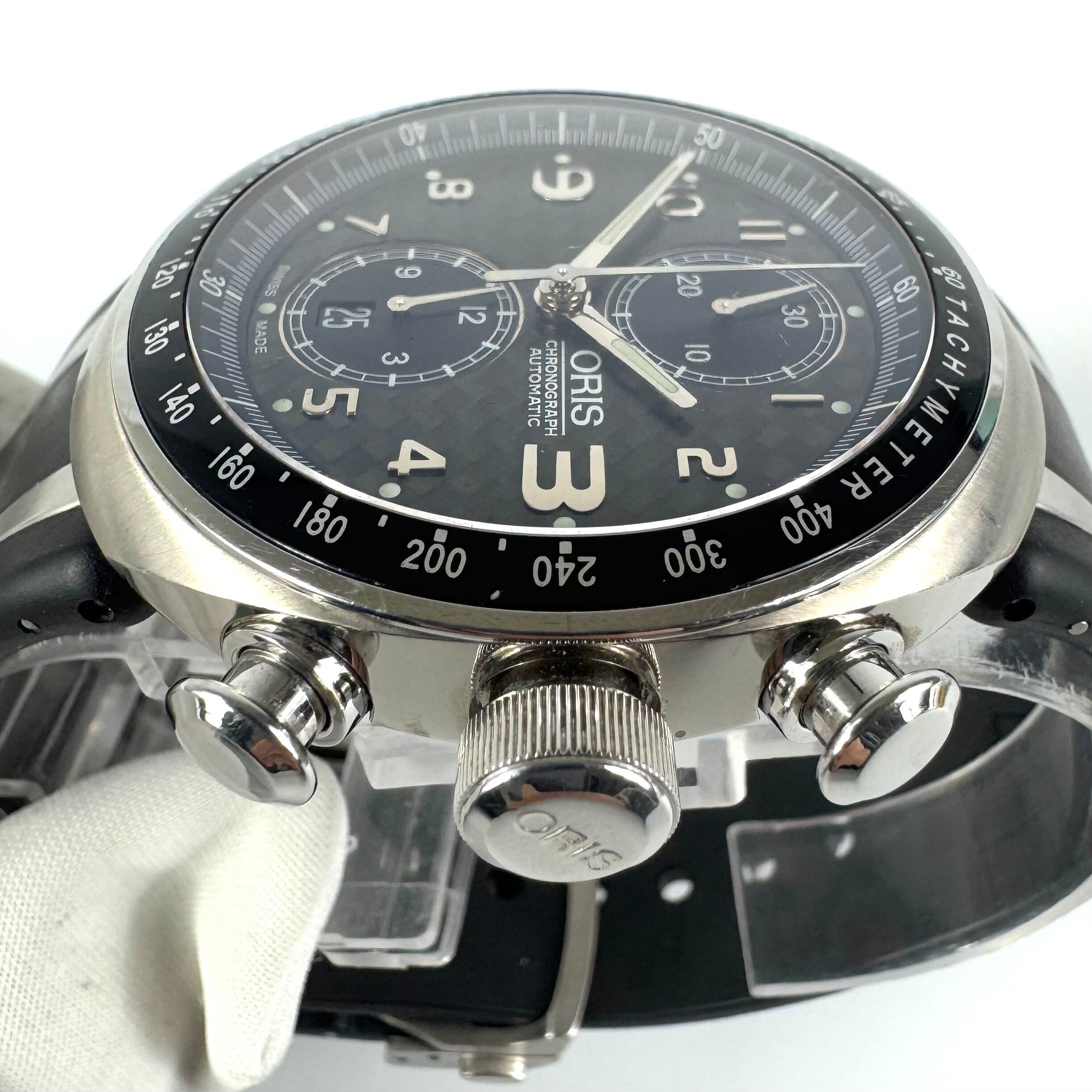 【希少】オリス　ウィリアムス　TT3　リミテッドエディション　7587　自動巻　クロノグラフ　デイト表示　裏スケ　黒　チタニウム　樹脂ベルト　世界限定3000本