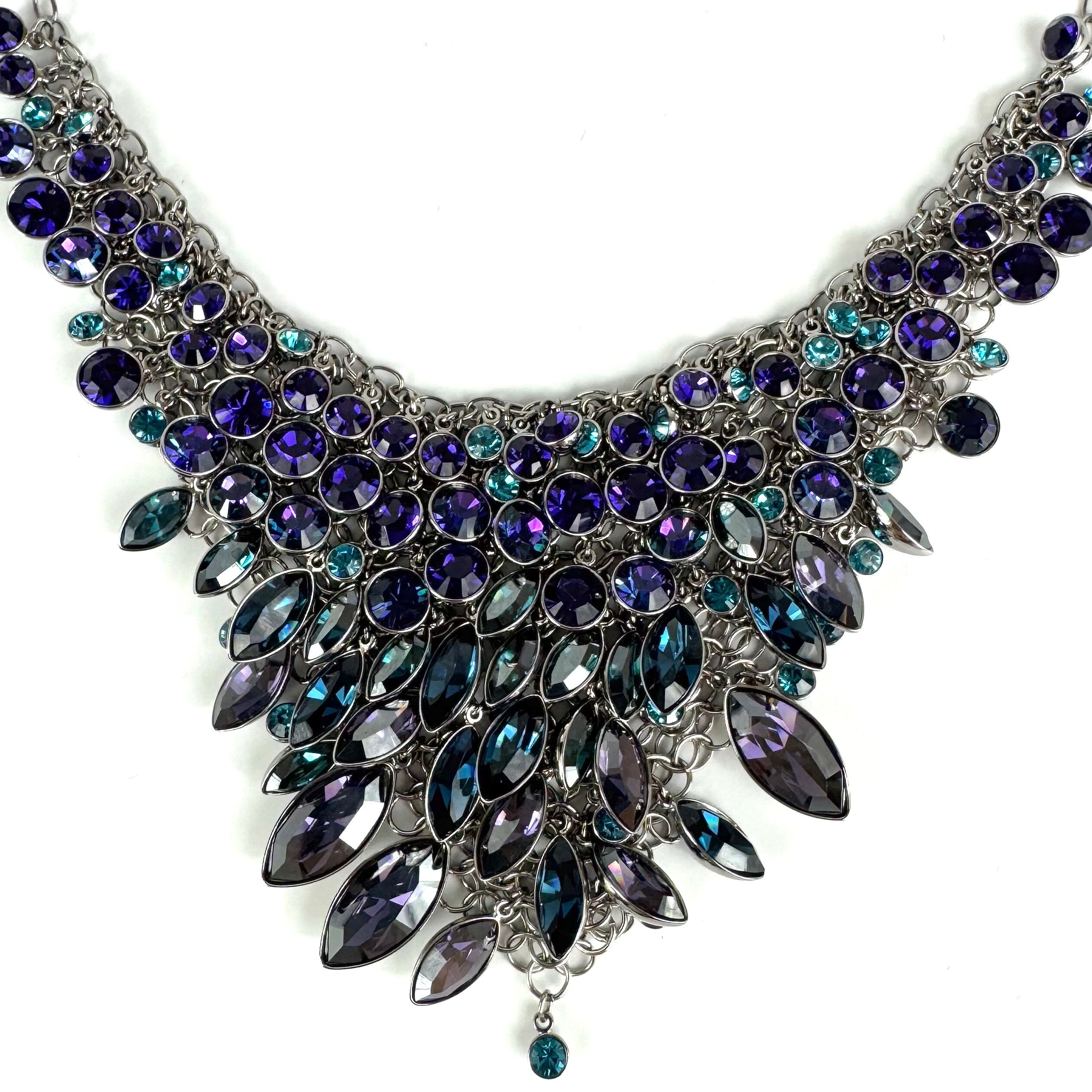 スワロフスキー　SWAROVSKI　ネックレス　パーティアクセサリー　ブルー　パープル　シルバー