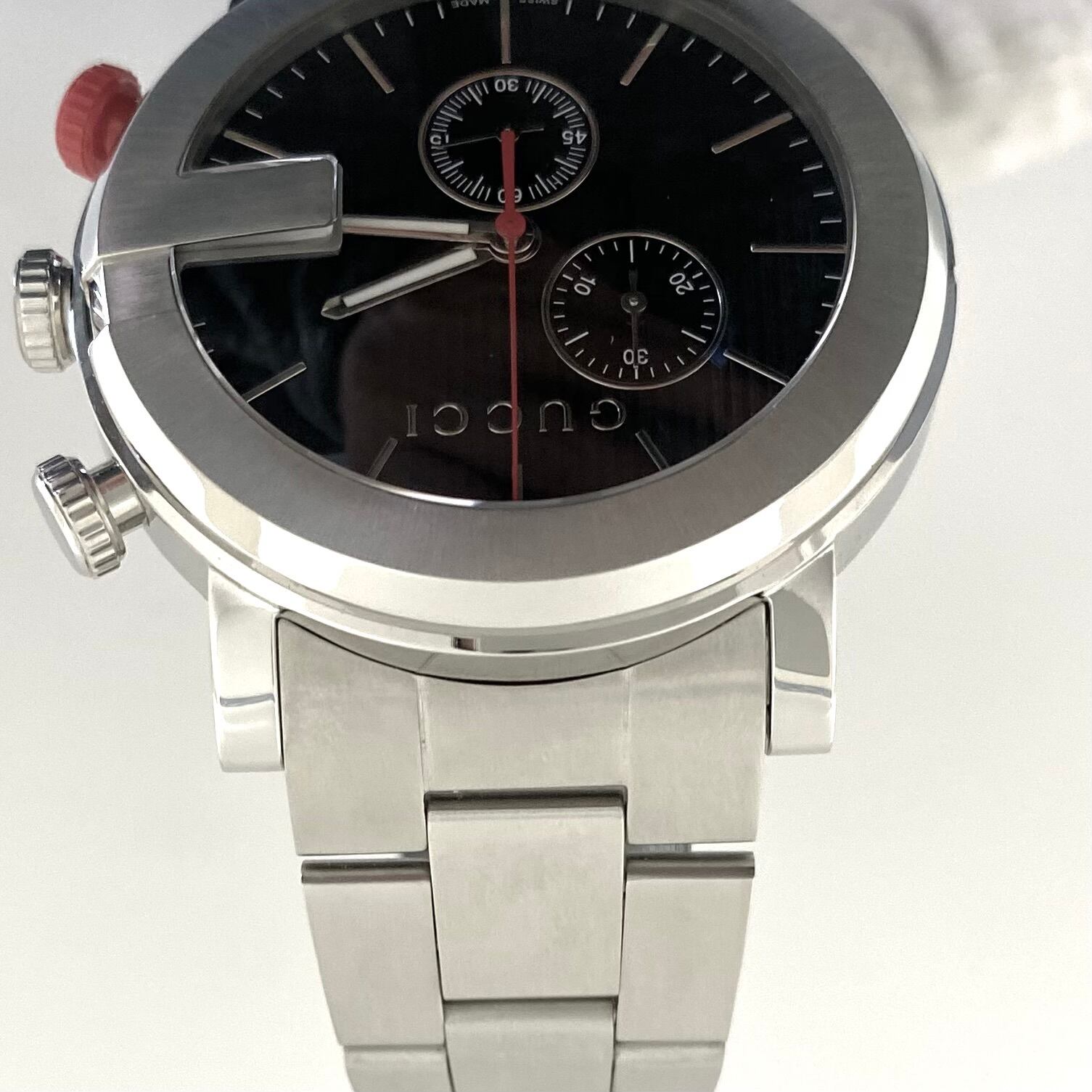 【美品】グッチ　GUCCI　Gクロノ　101M　YA101361　クォーツ　黒　スモールセコンド　クロノグラフ