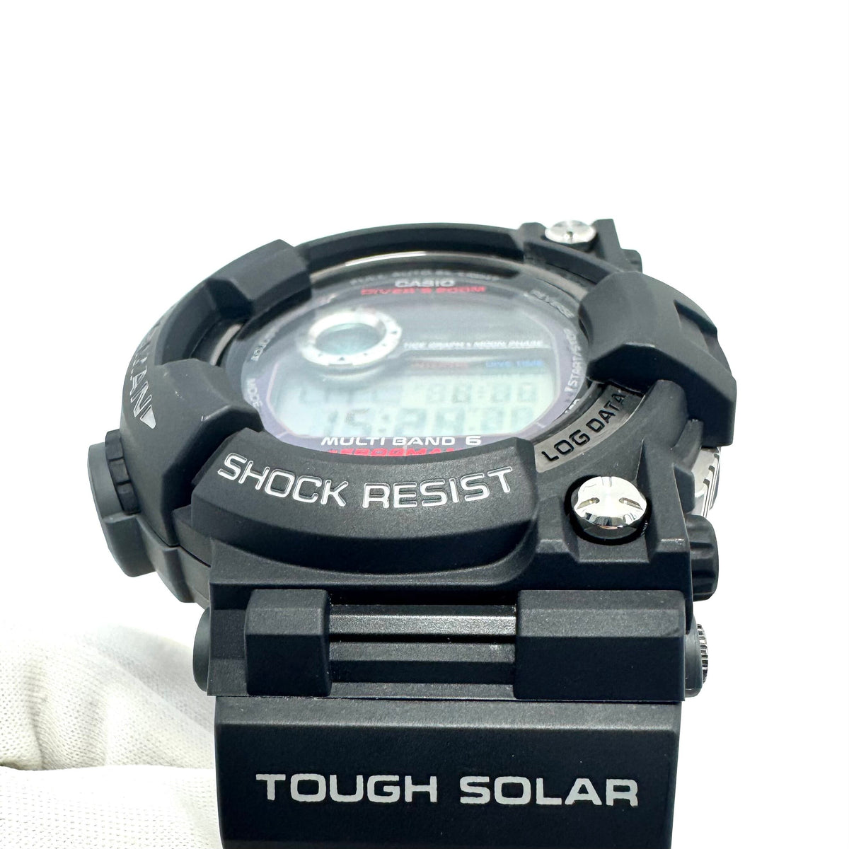 【美品】腕時計 メンズ カシオ ジーショック G-SHOCK フロッグマン GWF-A1000-1JF ダイビング タイドグラフ 200m潜水防水 黒 電波ソーラー デジタル 樹脂ベルト