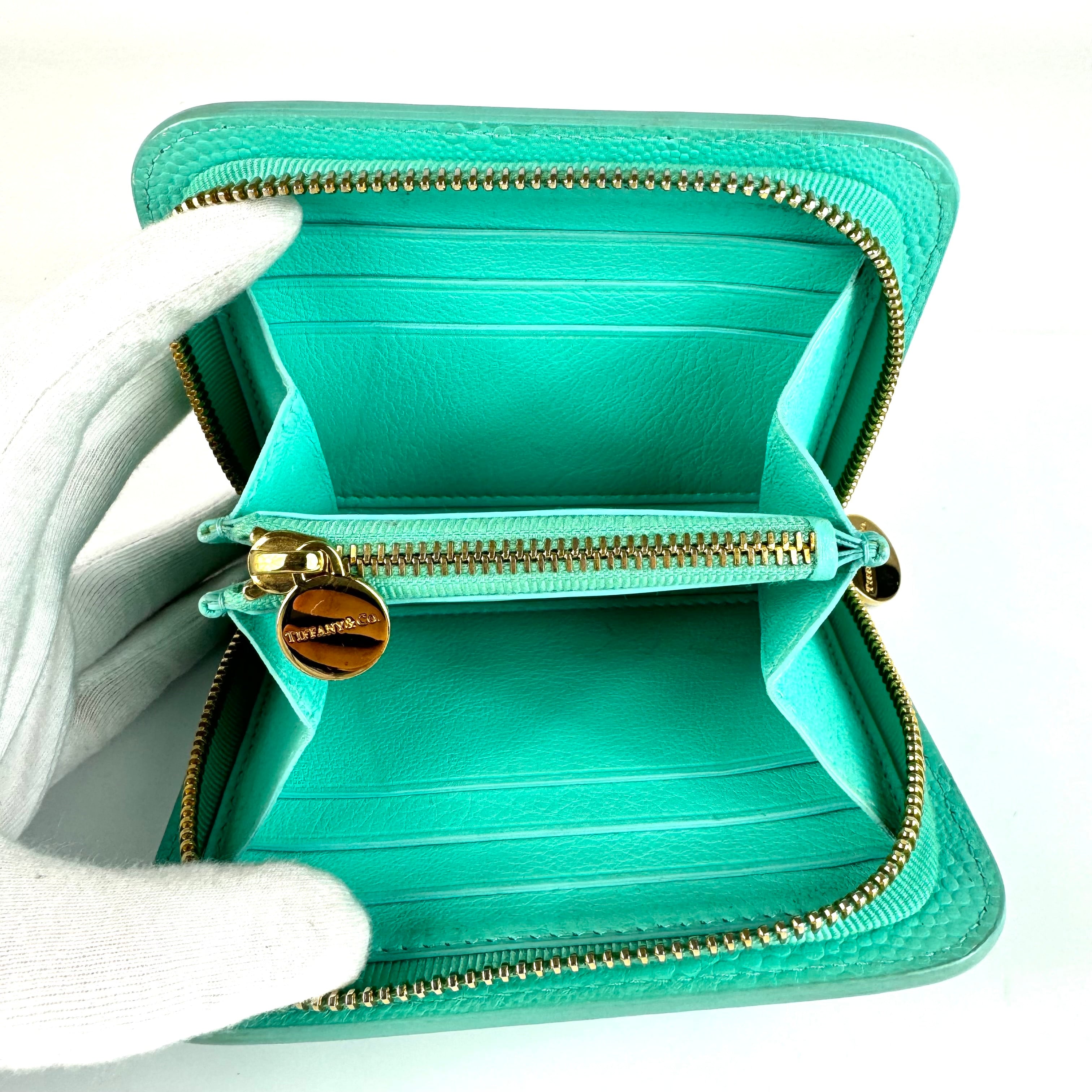 ティファニー　財布　レクタンギュラー　ミニウォレット　コインケース　ティファニーブルー　レザー