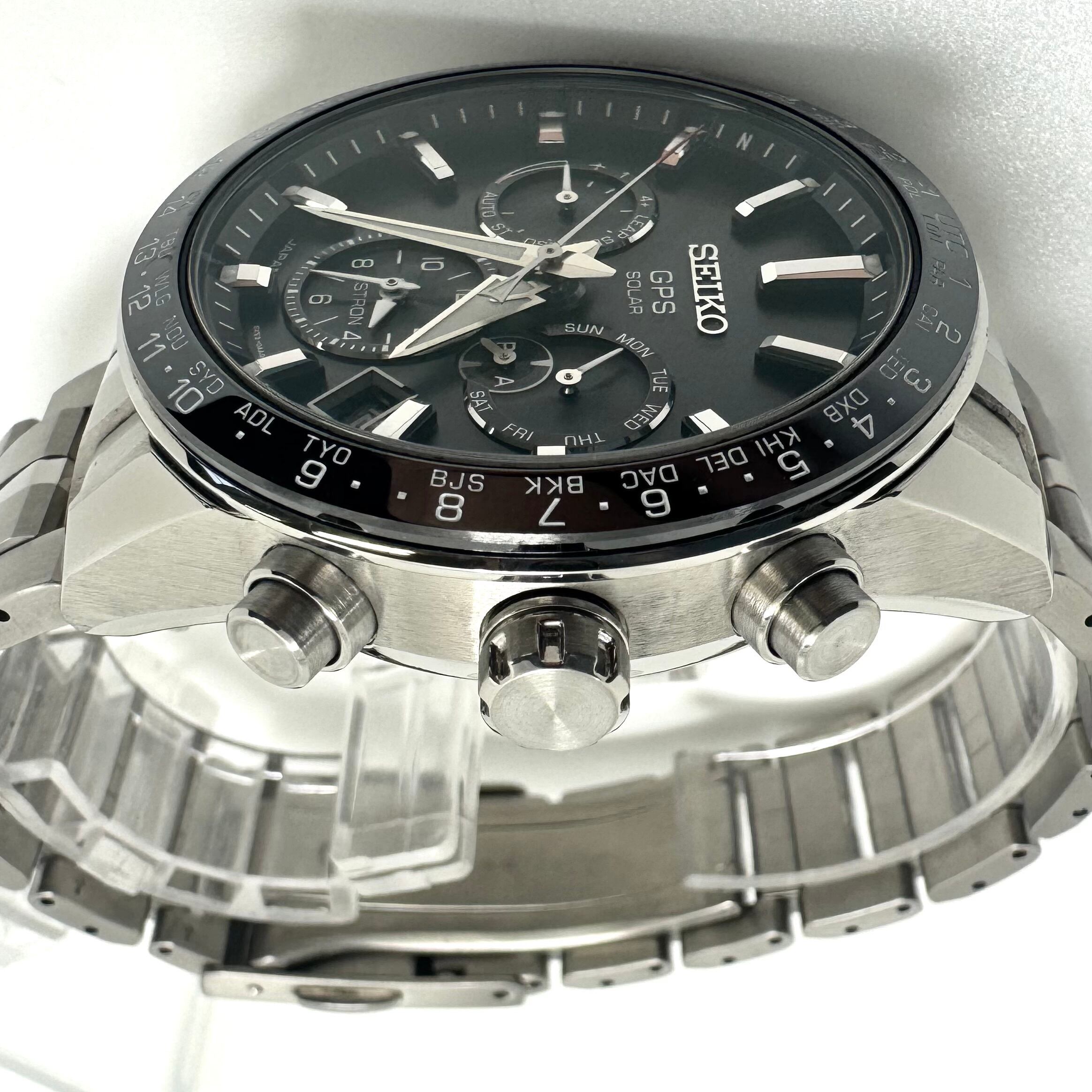 【美品】セイコー　アストロン　SBXC003　5X53-0AB0　電波ソーラー　黒　デイト表示　チタニウム　セラミック