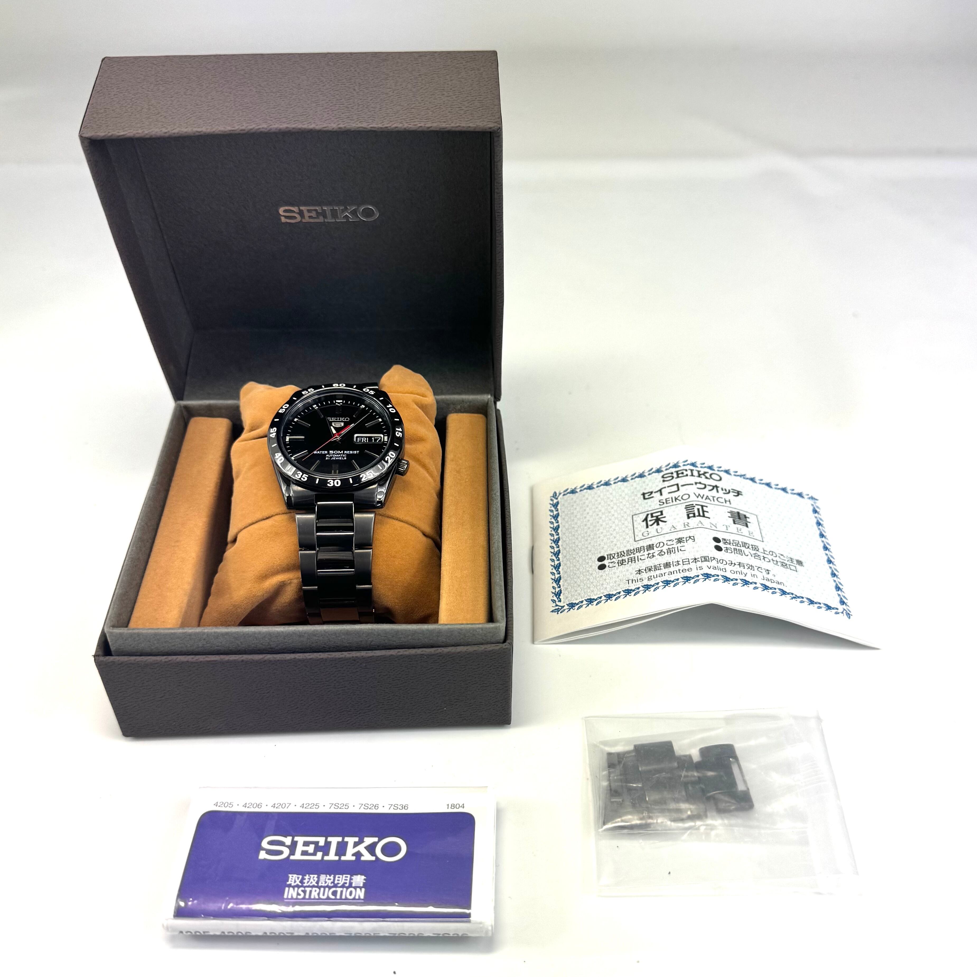 セイコー　セイコーファイブ　セイコー5　SNKE03K1　7S26-02T0　自動巻　黒　裏スケ　デイデイト（スペイン語・英語）　海外モデル