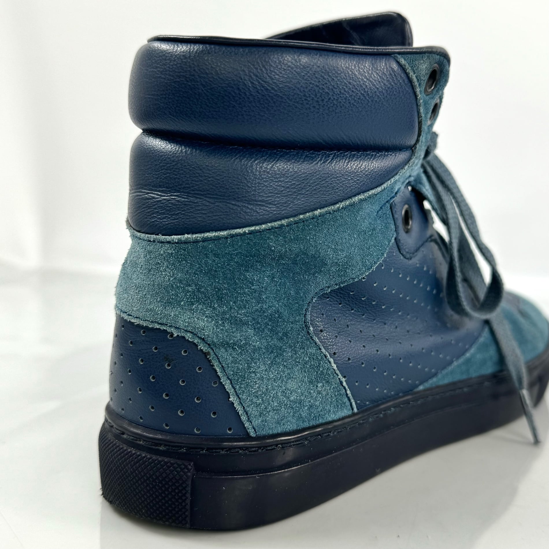 バレンシアガ　ハイカットスニーカー　レザー　スエード　24cm　ネイビー　青