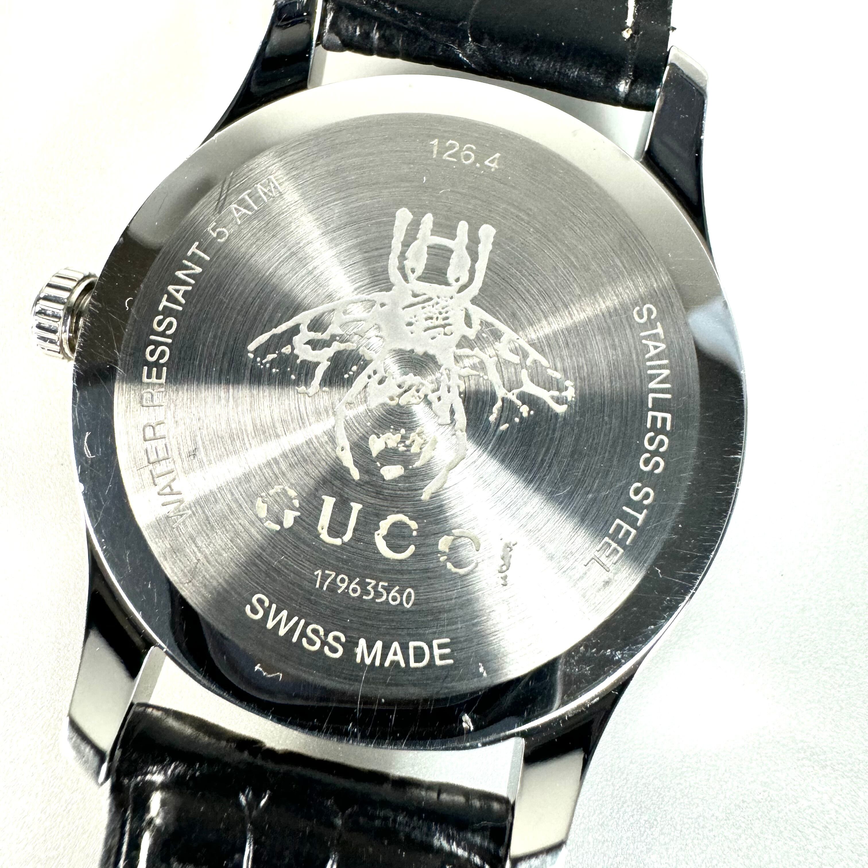 グッチ　GUCCI　Gタイムレス　YA1264031A　164.4　クォーツ　黒　社外ベルト