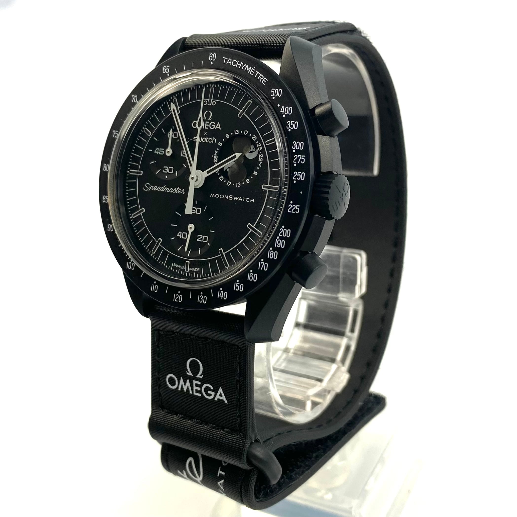 【未使用】オメガ　OMEGA　オメガ×スウォッチ　MISSION TO THE MOONPHASE　スヌーピー　クォーツ　バイオセラミック　黒