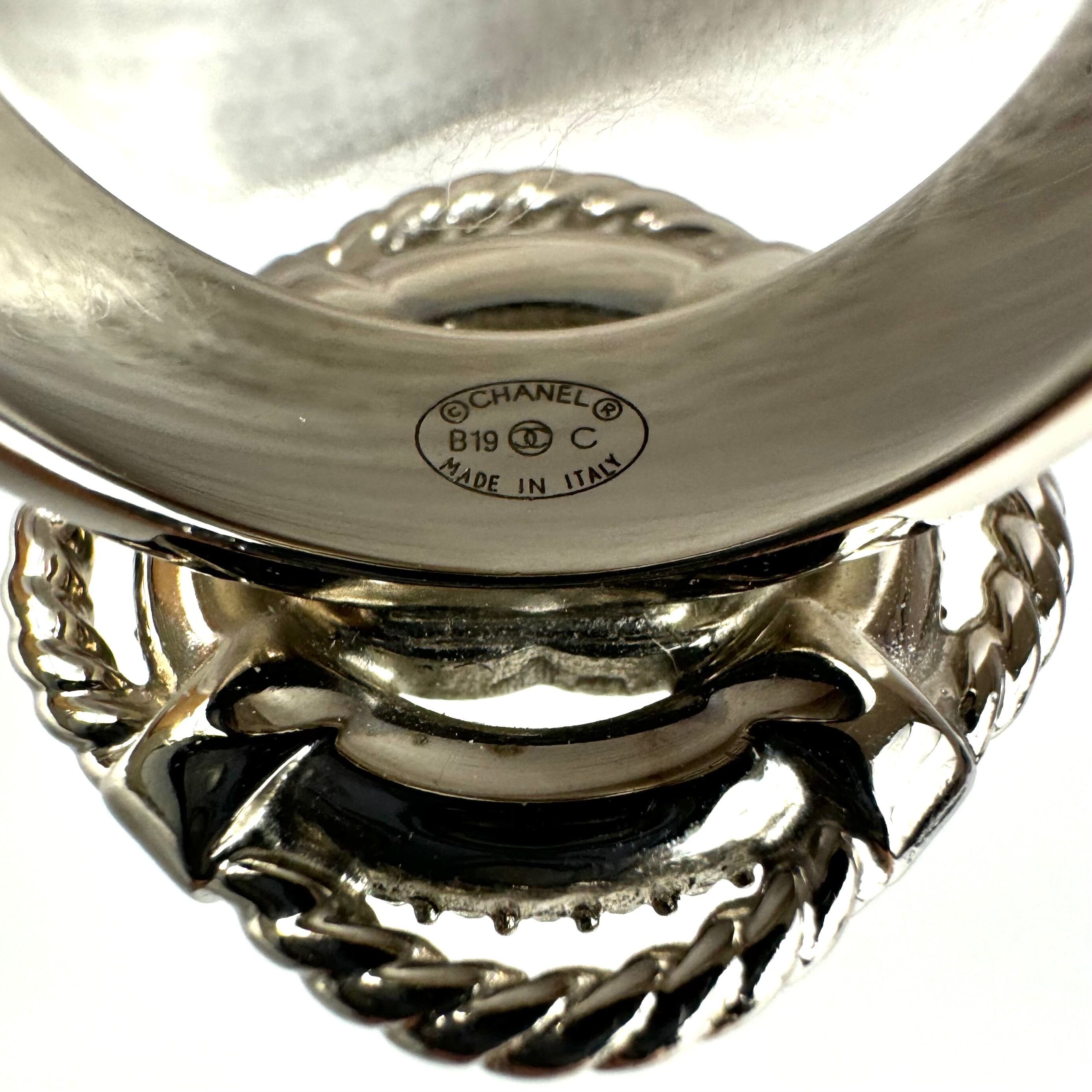 【美品】シャネル　CHANEL　リング　ココマーク　ラインストーン　シルバー　19号