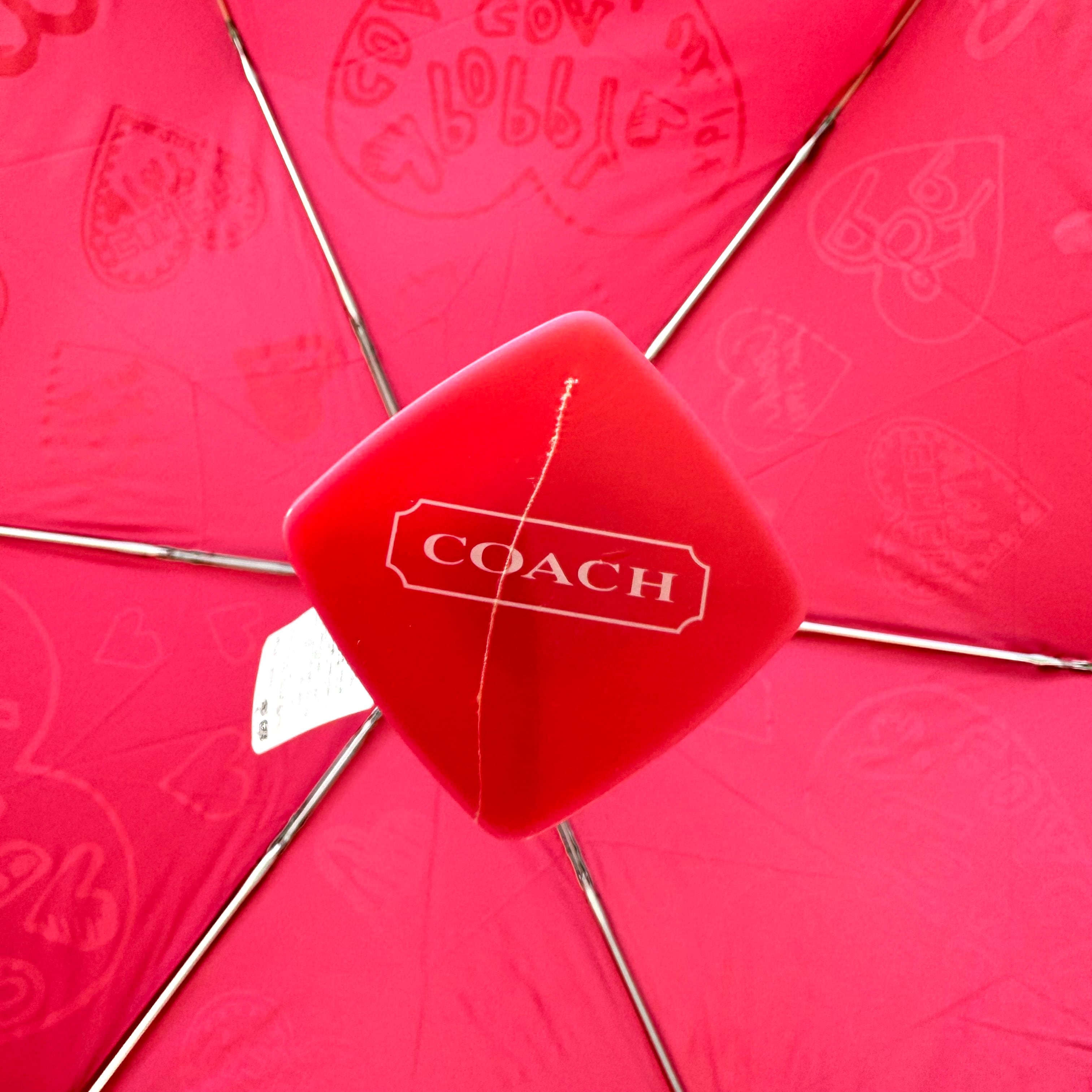 【美品】コーチ　折り畳み傘　ノベルティ　日傘　ピンク　POPPY