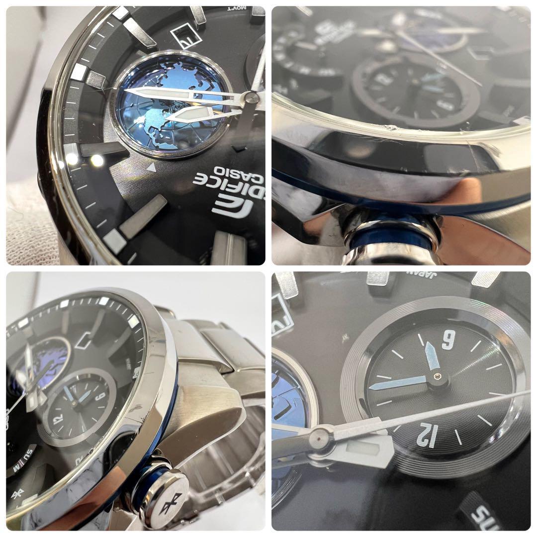 カシオ　エディフィス　電波ソーラー　黒　デイト表示　Bluetooth