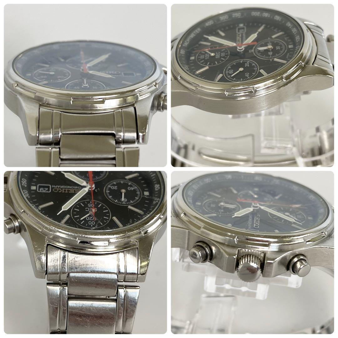 セイコー　クロノグラフ　クォーツ　デイト表示　黒