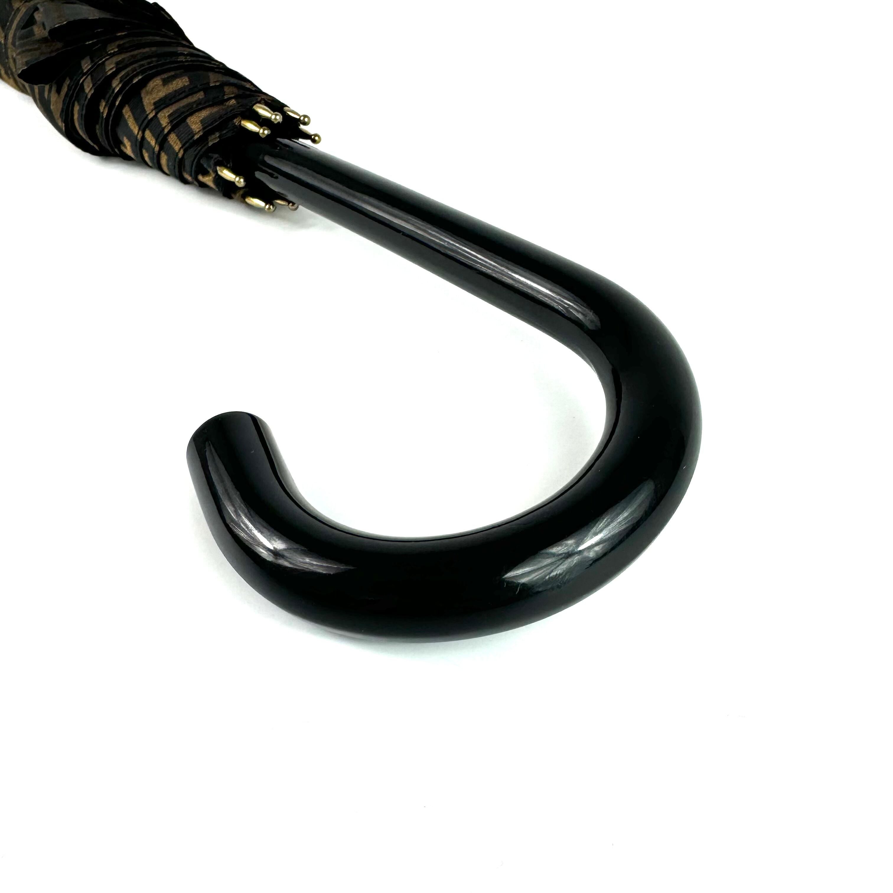 【美品】フェンディ　長傘　ズッカ柄　総柄　ユニセックス　ゴールド　黒