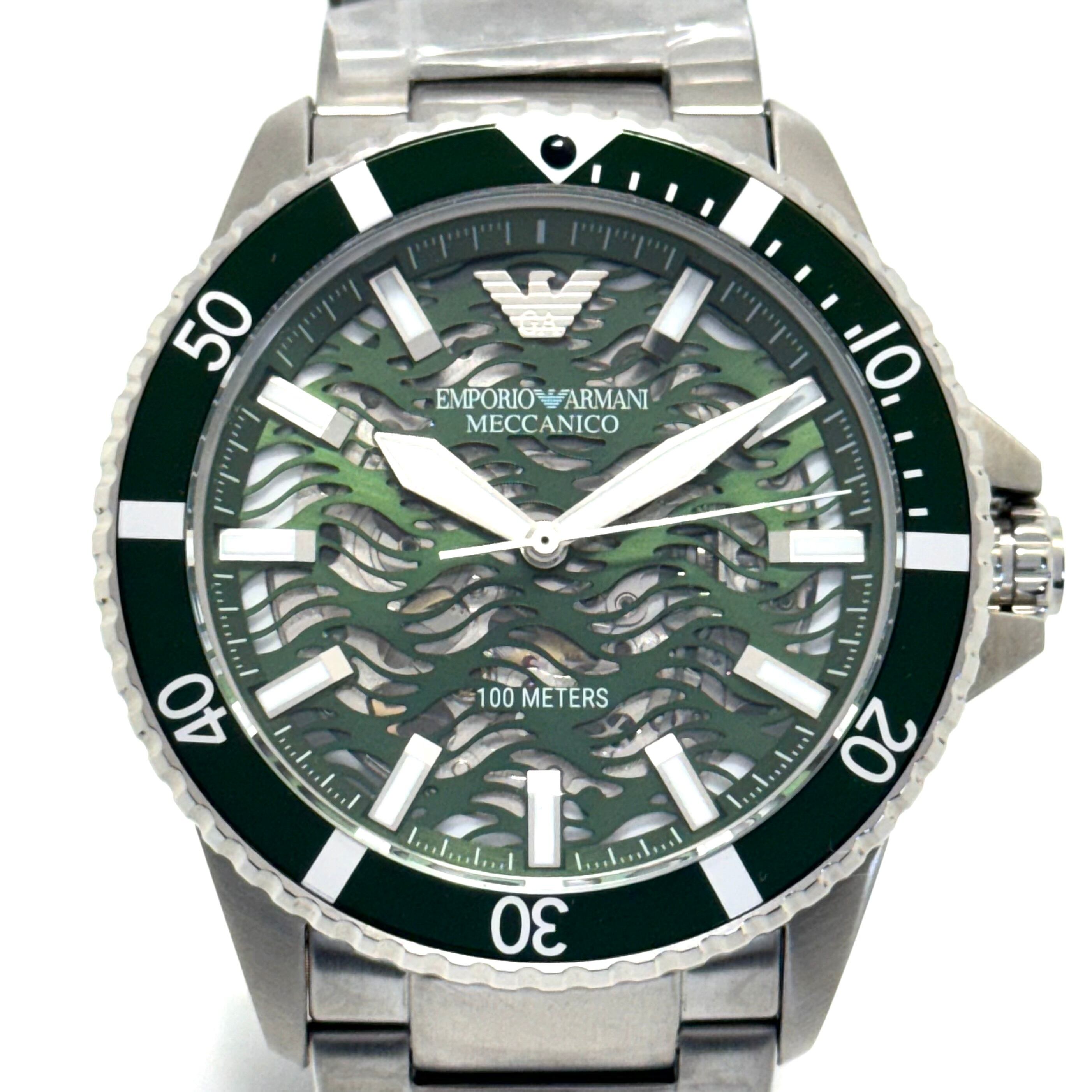 【未使用】エンポリオアルマーニ　EMPORIO ARMANI　AR-60061　メカニコ　自動巻　スケルトン　グリーン　デイト表示