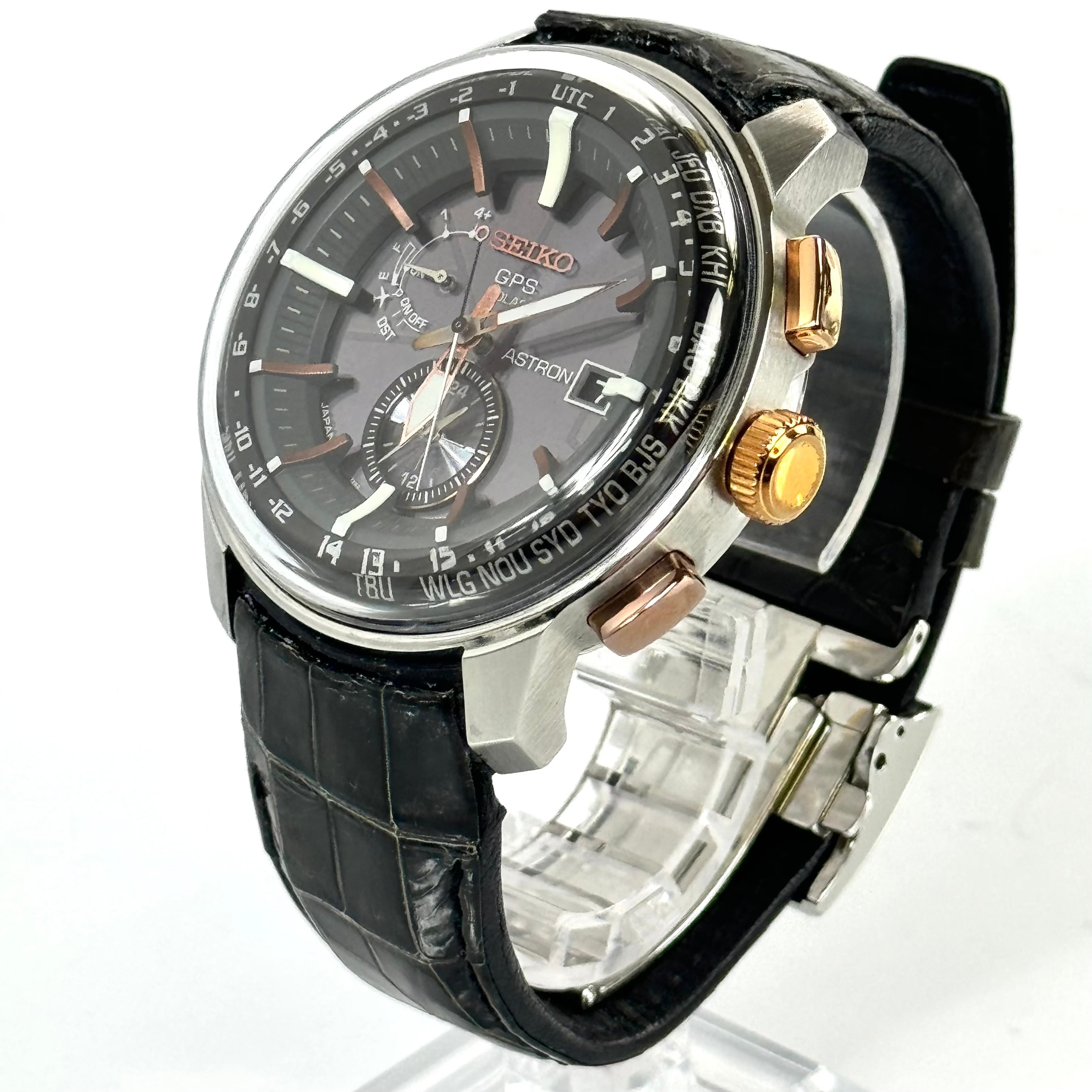 【希少】セイコー　アストロン　SBXA038　7X52-0AK0　GPSは　電波ソーラー　黒　革ベルト