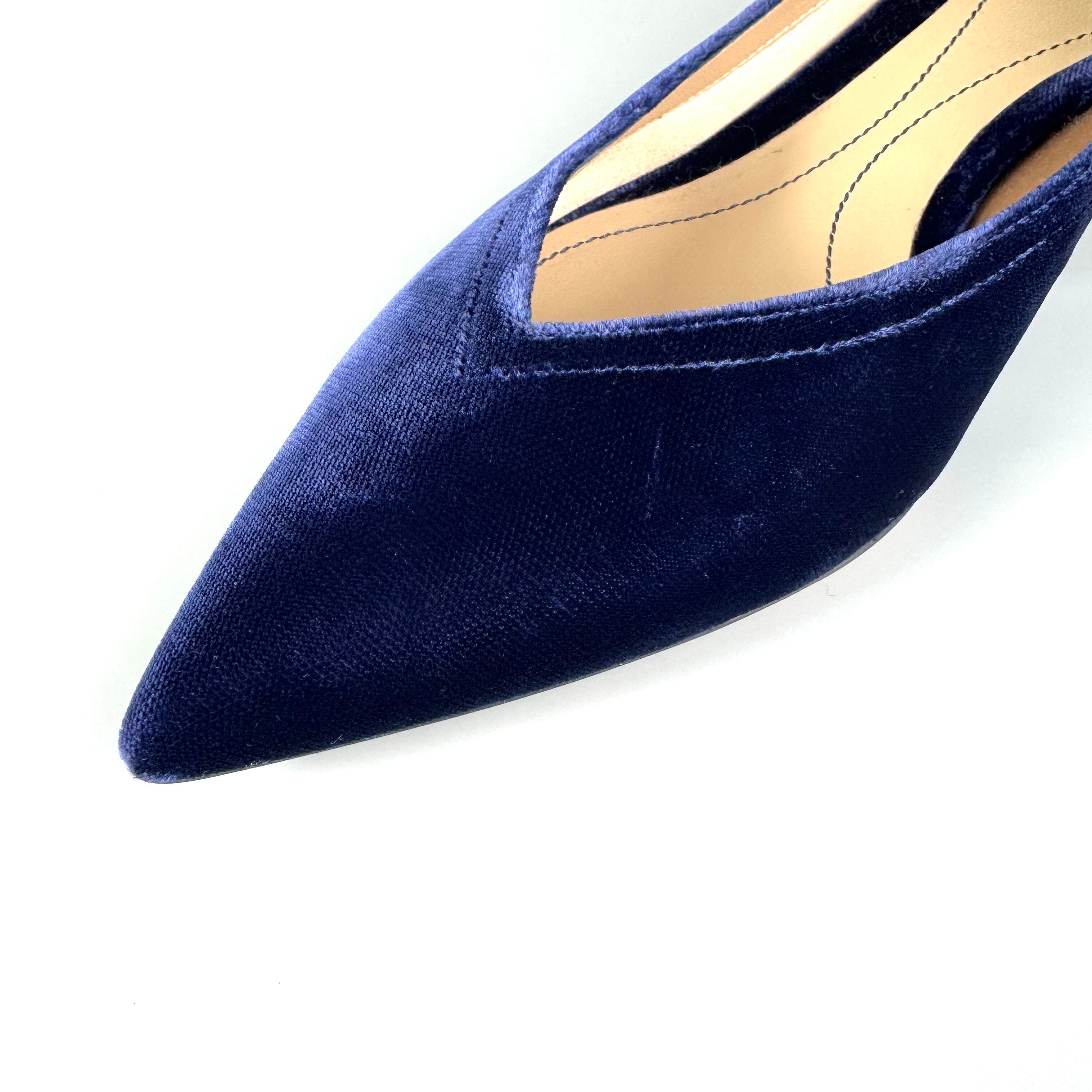 ジョルジオアルマーニ　パンプス　ベロア　ポインテッドトゥ　ネイビー　22.8cm