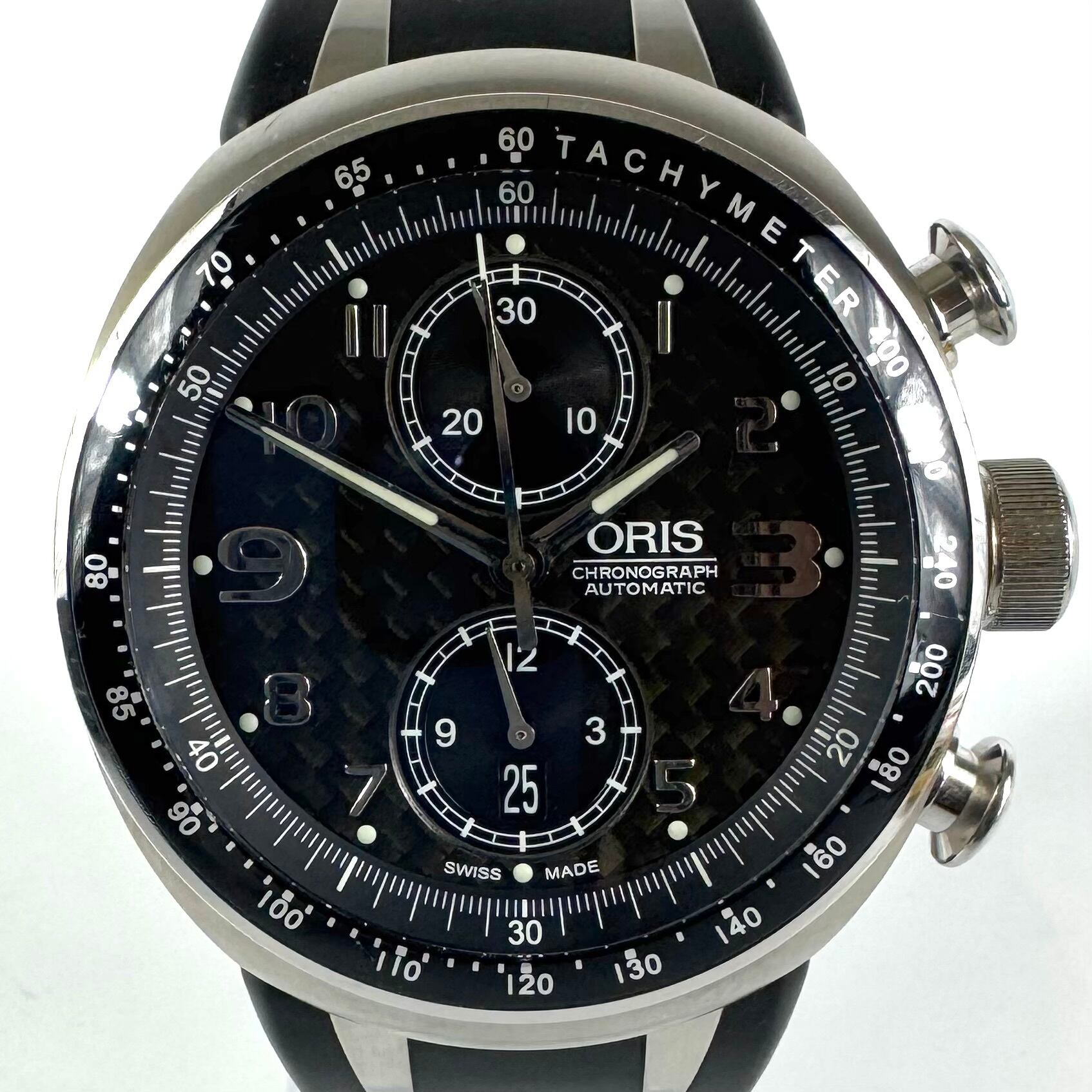 【希少】オリス　ウィリアムス　TT3　リミテッドエディション　7587　自動巻　クロノグラフ　デイト表示　裏スケ　黒　チタニウム　樹脂ベルト　世界限定3000本