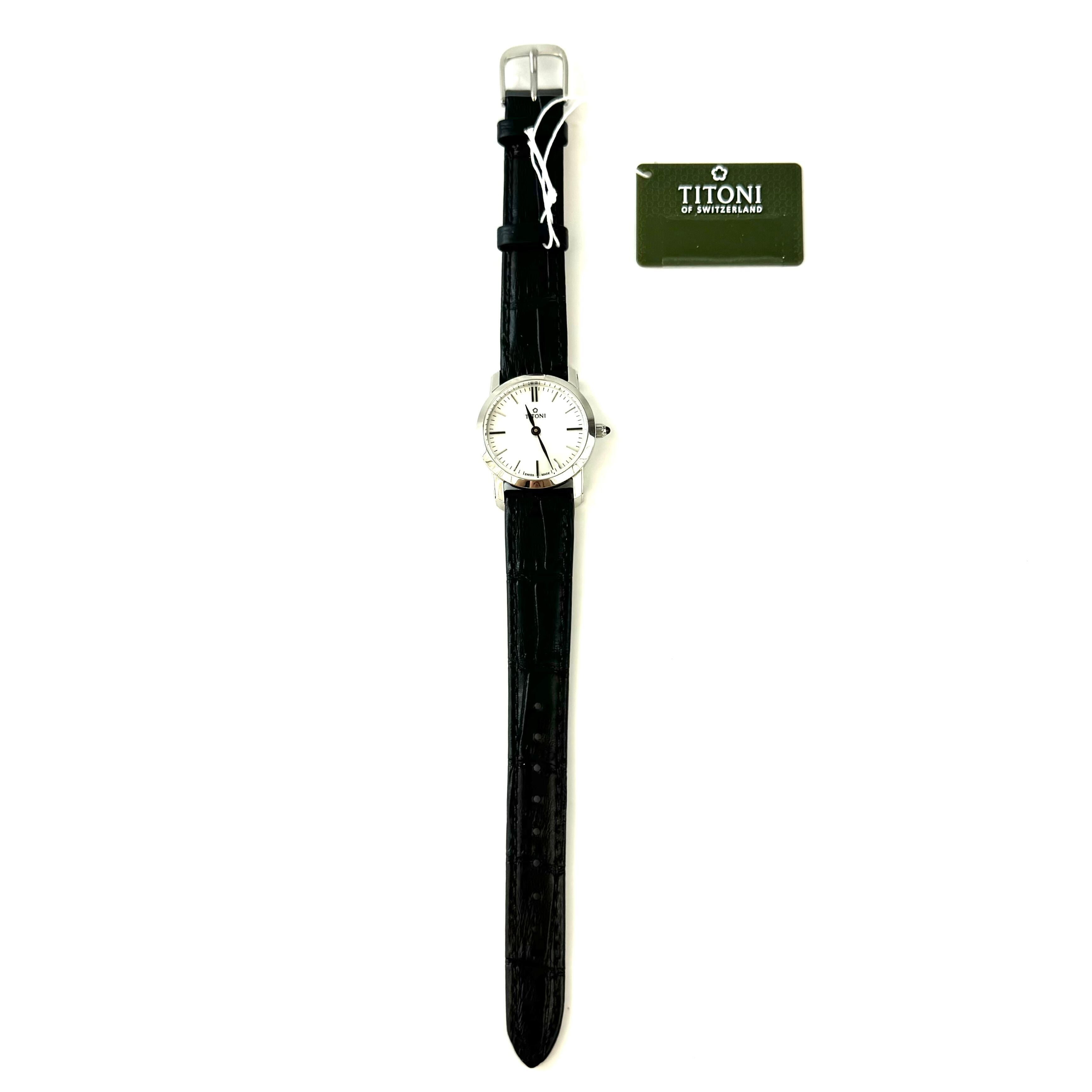 【未使用】チトニ　TITONI　TQ 42918　S−ST−587　スレンダーライン　クォーツ　シェル　2針　革ベルト　レディース