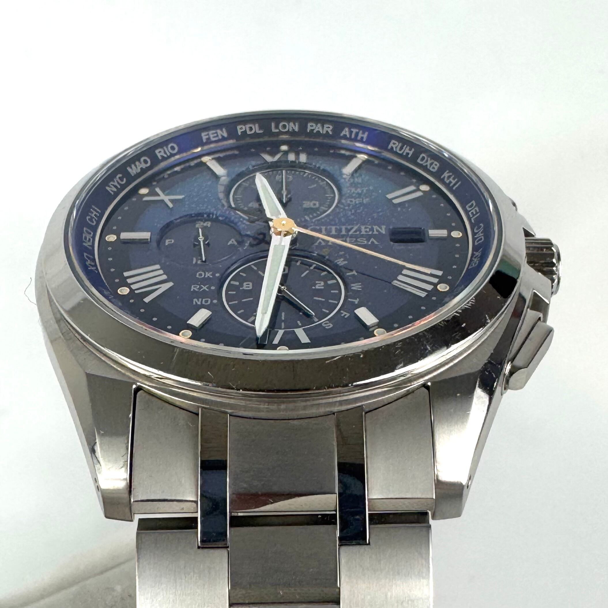 【希少】シチズン　アテッサ　ディアコレクション　AT8240-74L　H800-A1CDW01　電波ソーラー　デイト表示　青　チタニウム　デイト表示　世界限定2200本