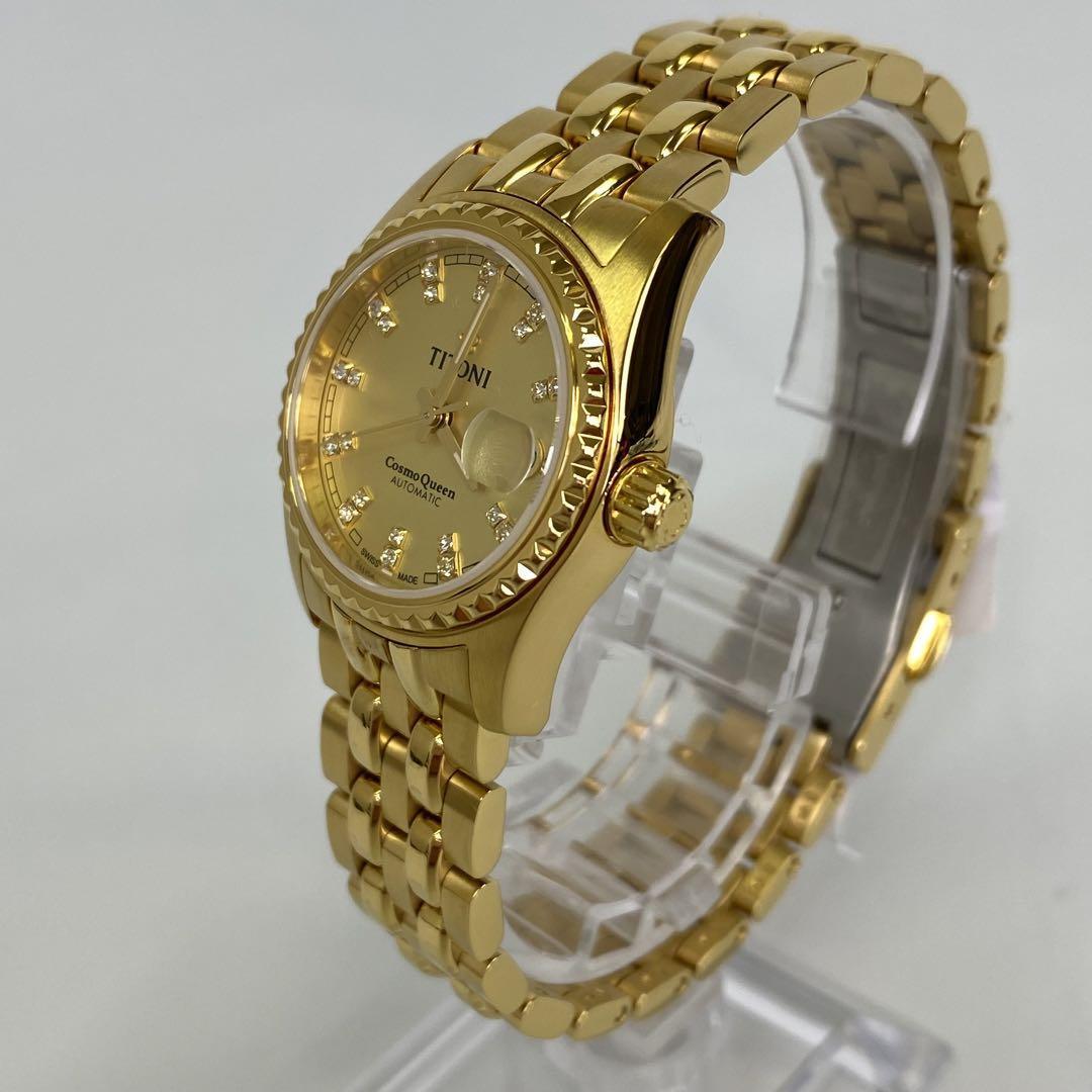 【未使用】チトーニ　TITONI　コスモキング　729GDB　自動巻　デイト表示　ゴールド