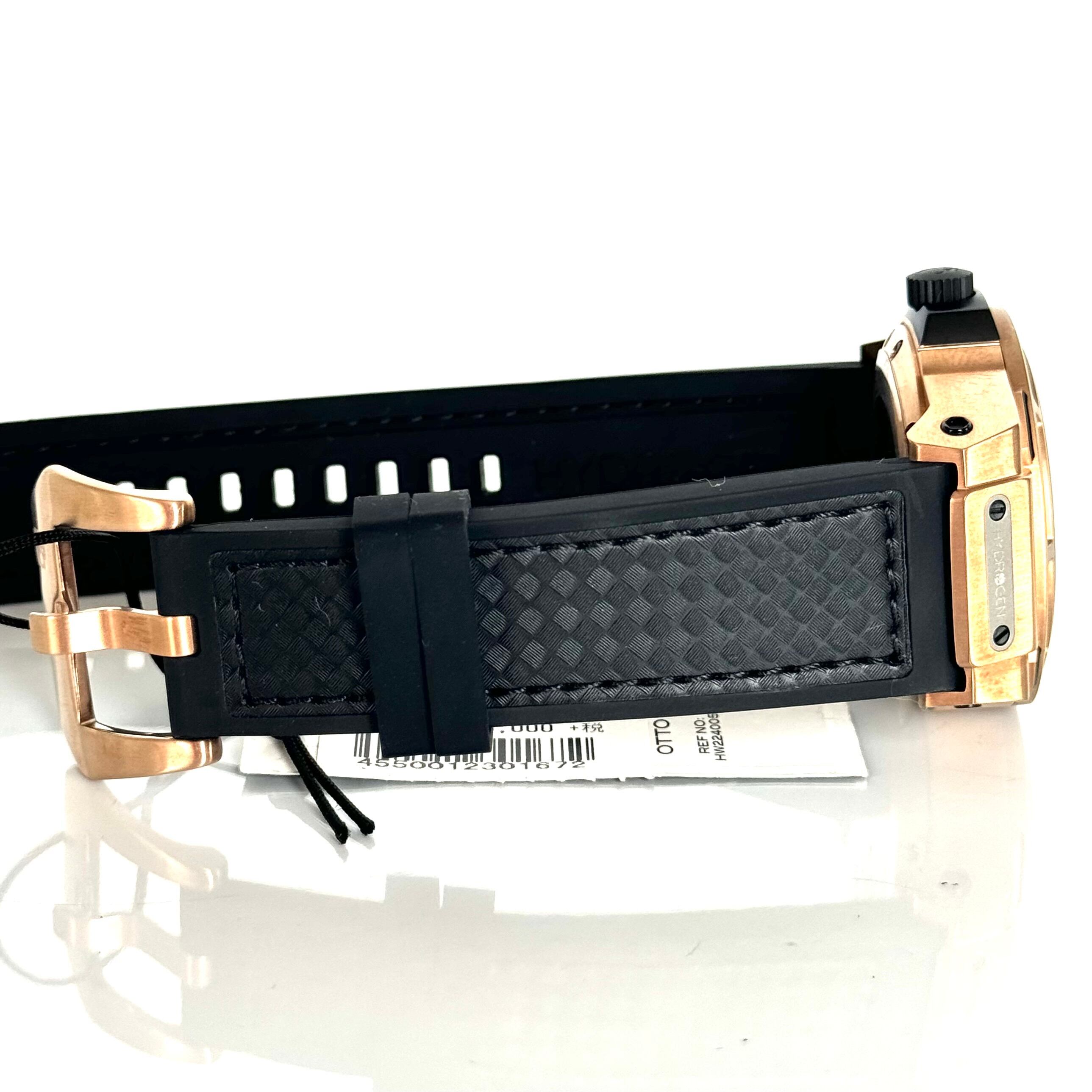 ハイドロゲン　OTTO　HW224005　自動巻　黒　ゴールド　裏スケ　デイデイト　樹脂ベルト