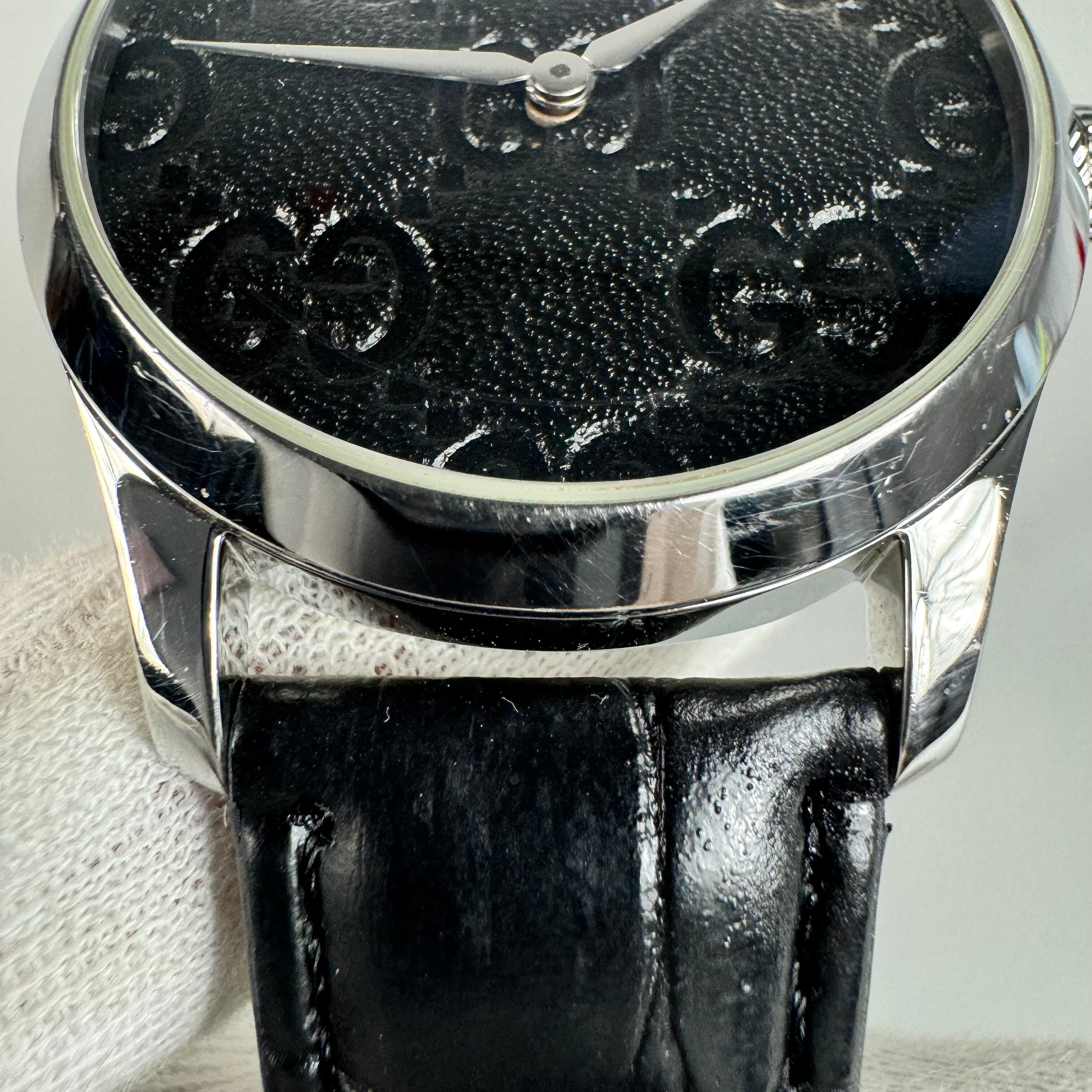 グッチ　GUCCI　Gタイムレス　YA1264031A　164.4　クォーツ　黒　社外ベルト