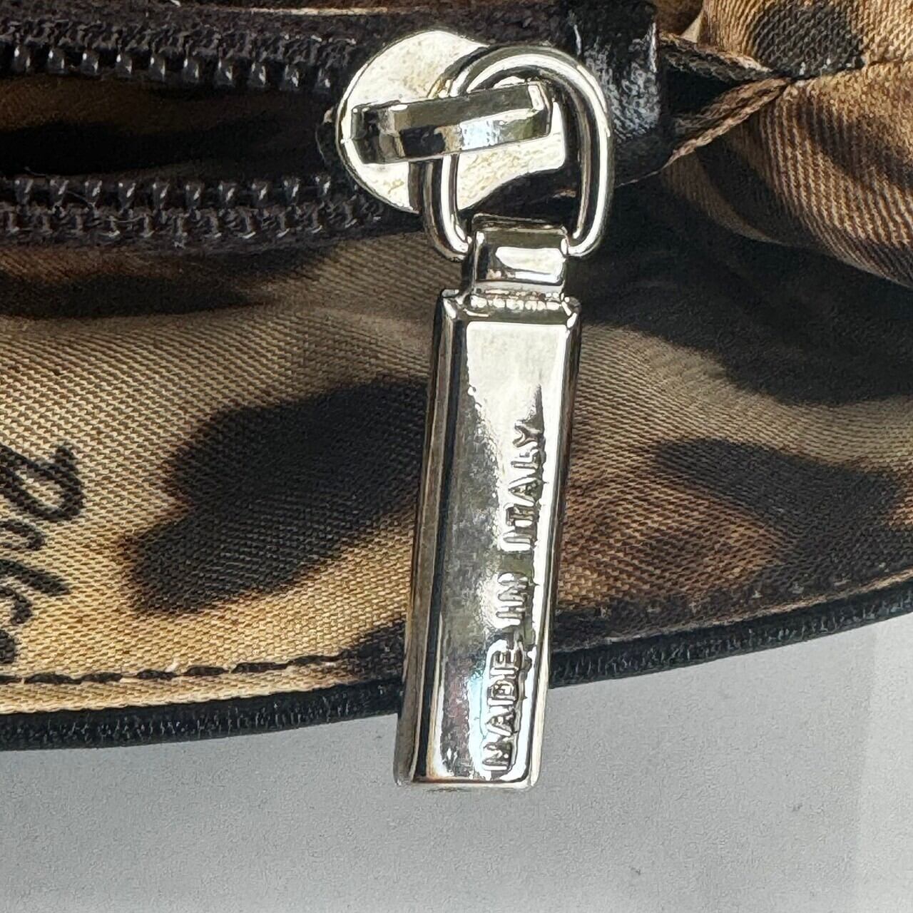 【美品】ドルチェアンドガッバーナ　Dolce&Gabbana　財布　フラップ　レオパード　黒　ナイロン　ハラコ