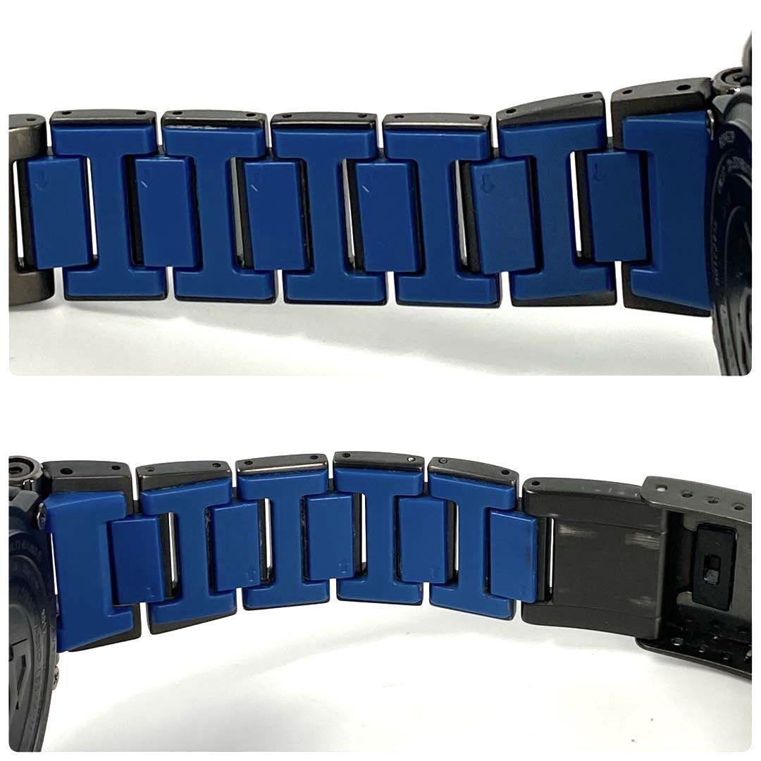 【美品】カシオ　Gショック　MT-G　電波ソーラー　黒　ブルー　デイト表示