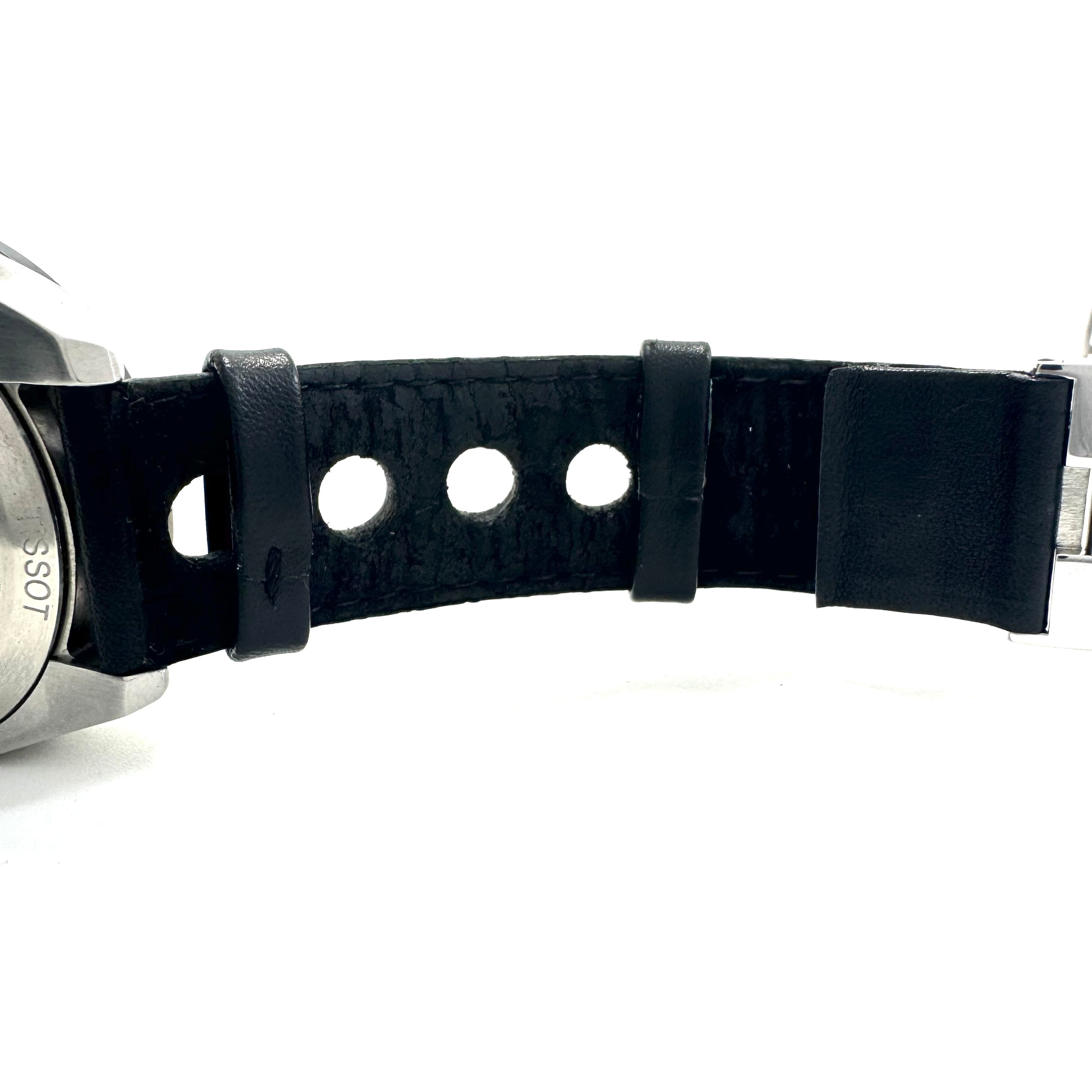 【美品】ティソ　TISSOT　PRS516　クロノグラフ　T100417A　クォーツ　クロノグラフ　黒　デイト表示　革ベルト