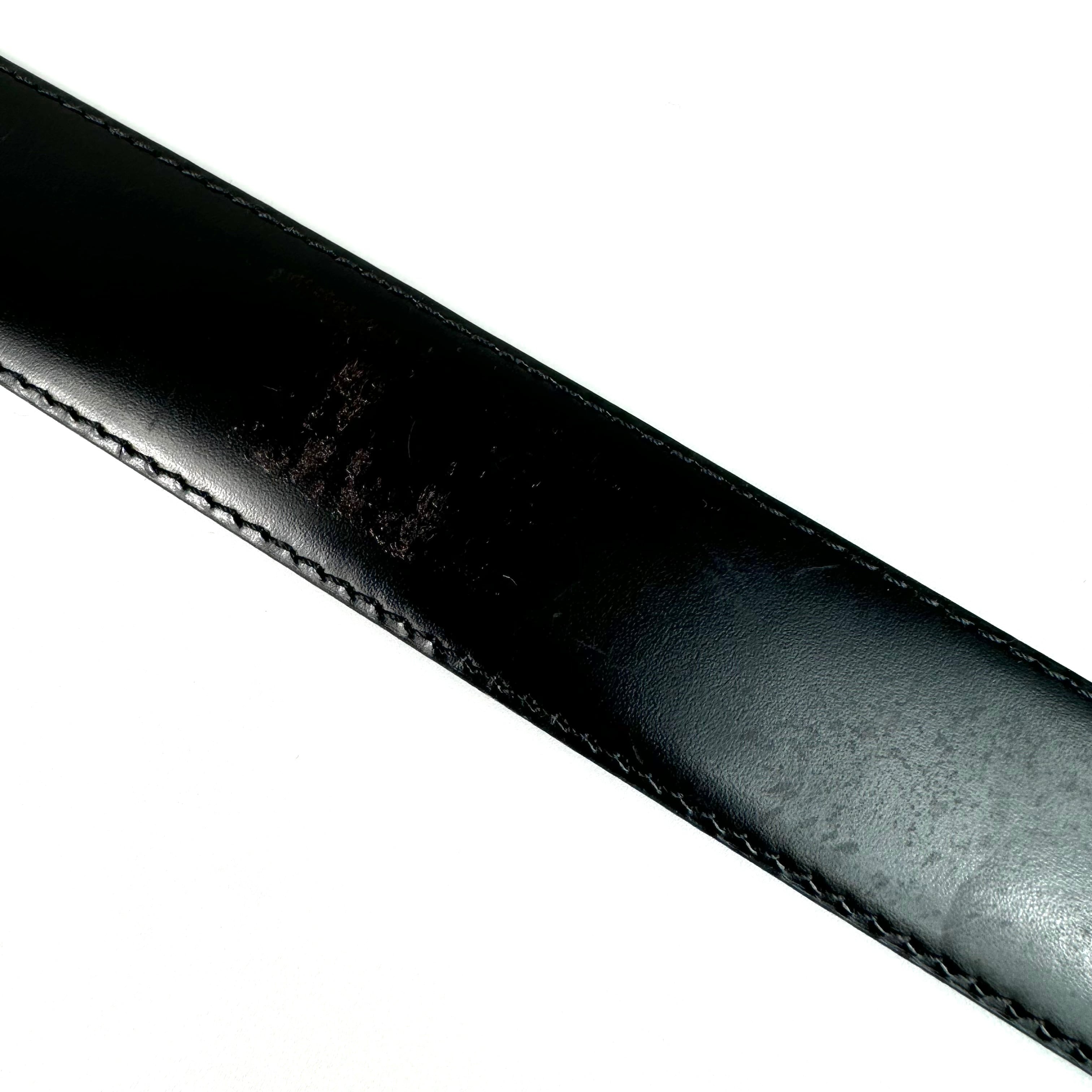 ダンヒル　ベルト　ロゴ　シルバー金具　レザー　黒