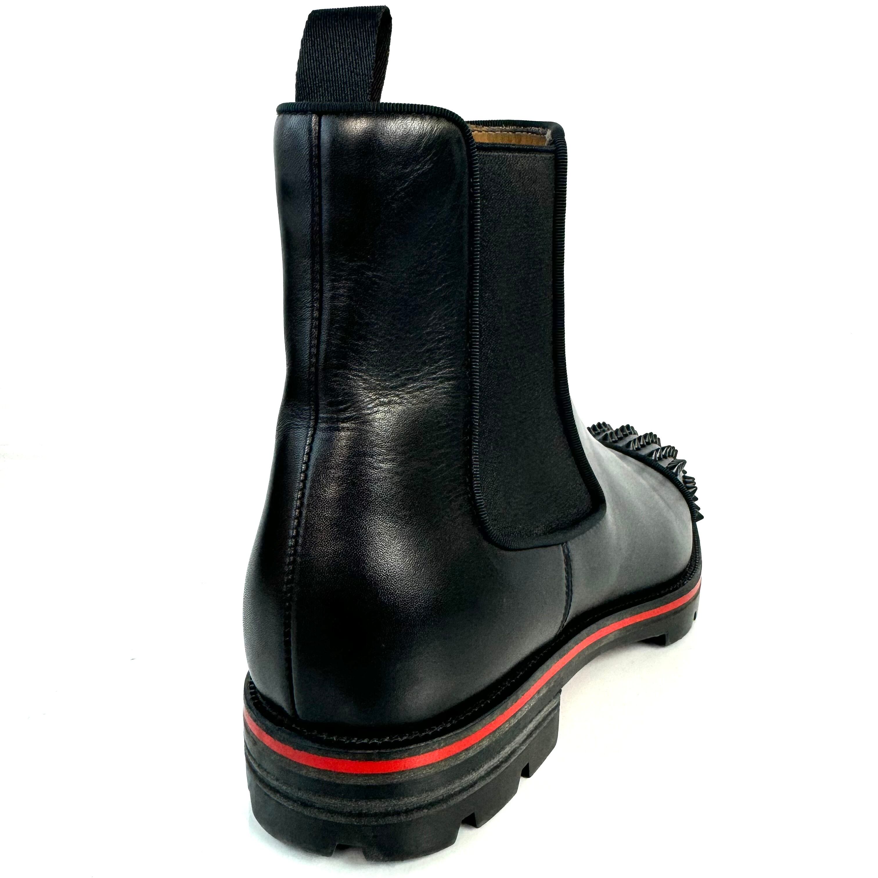 クリスチャンルブタン　サイドゴアブーツ　トゥスタッズ　レザー　黒　26cm