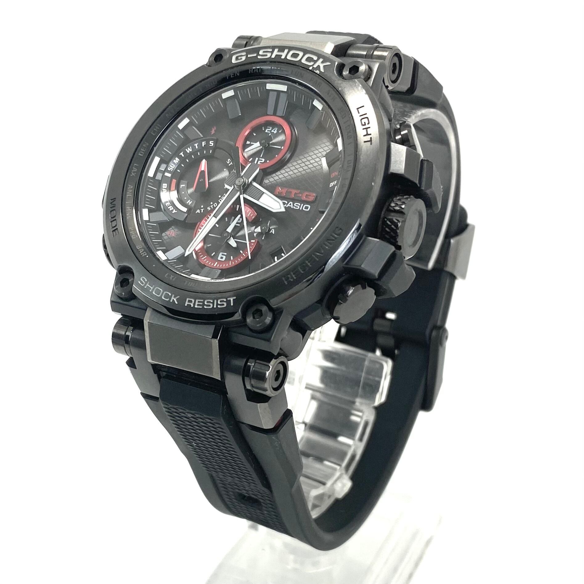 【美品】腕時計 メンズ カシオ CASIO G-SHOCK ジーショック MT-G MTG-B1000B-1AJF 電波ソーラー スマホリンク Bluetooth 黒 デイト表示 20気圧防水 樹脂ベルト