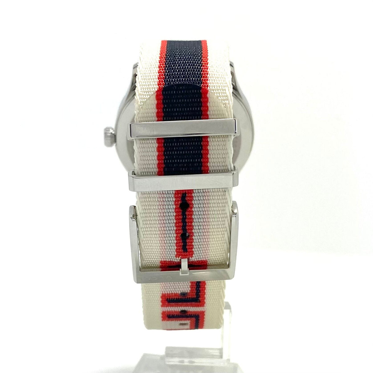 【美品】腕時計 メンズ グッチ GUCCI Gタイムレス 126.4 YA1264071 クォーツ アイボリー ネイビー レッド マルチカラー ナイロンベルト