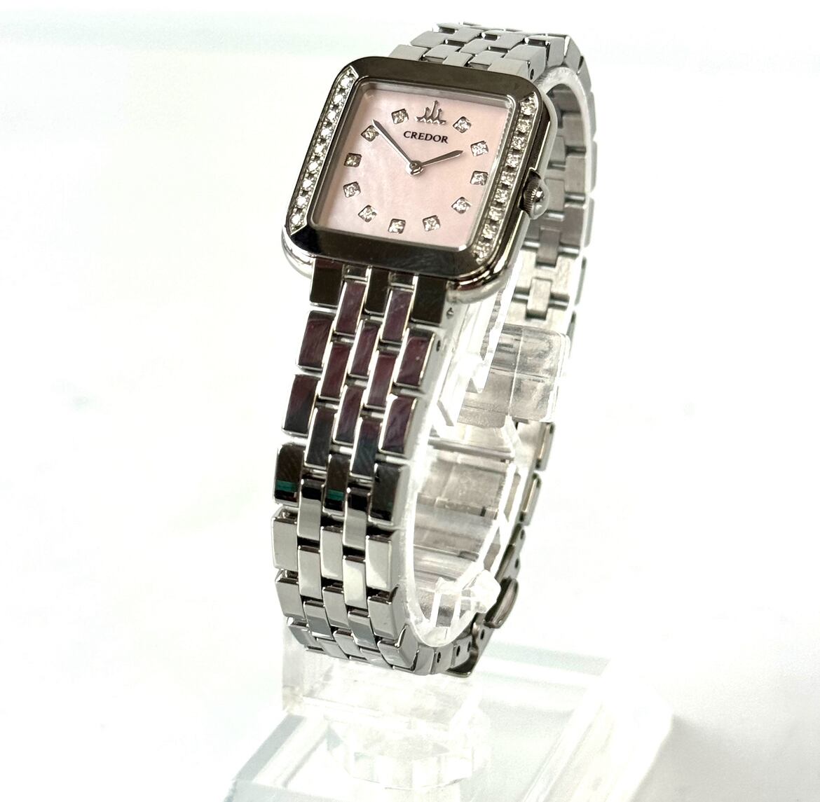 【美品】セイコー　クレドール　シグノ　GSTE875　1E70-0CR0　クォーツ　2針　ピンク　シェル　ダイヤモンド