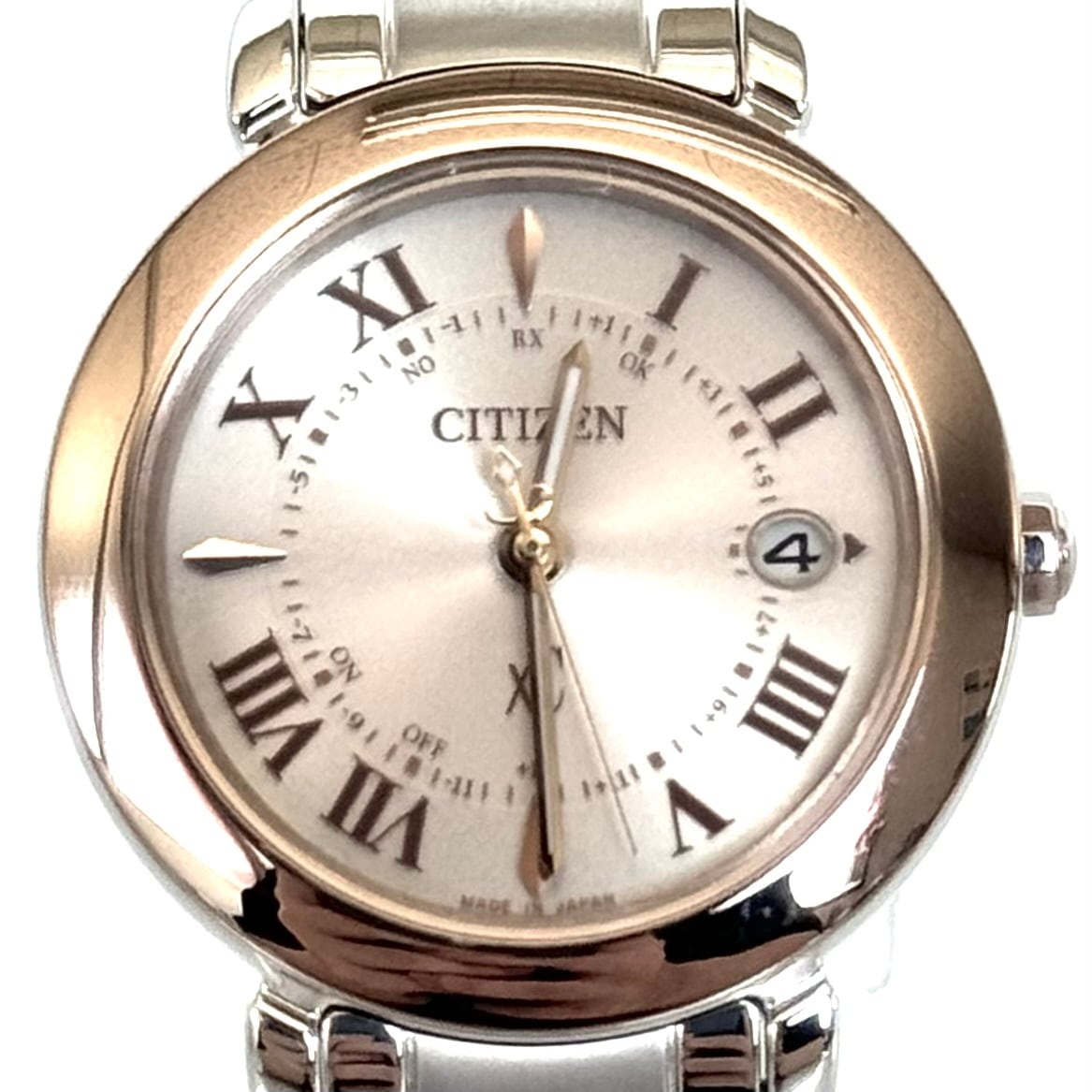 【美品】シチズン　クロスシー　hikari collection　ES9445?57W 　H060-T025722　電波ソーラー　チタン　サクラピンク　レディース　ローマ数字　デイト表示