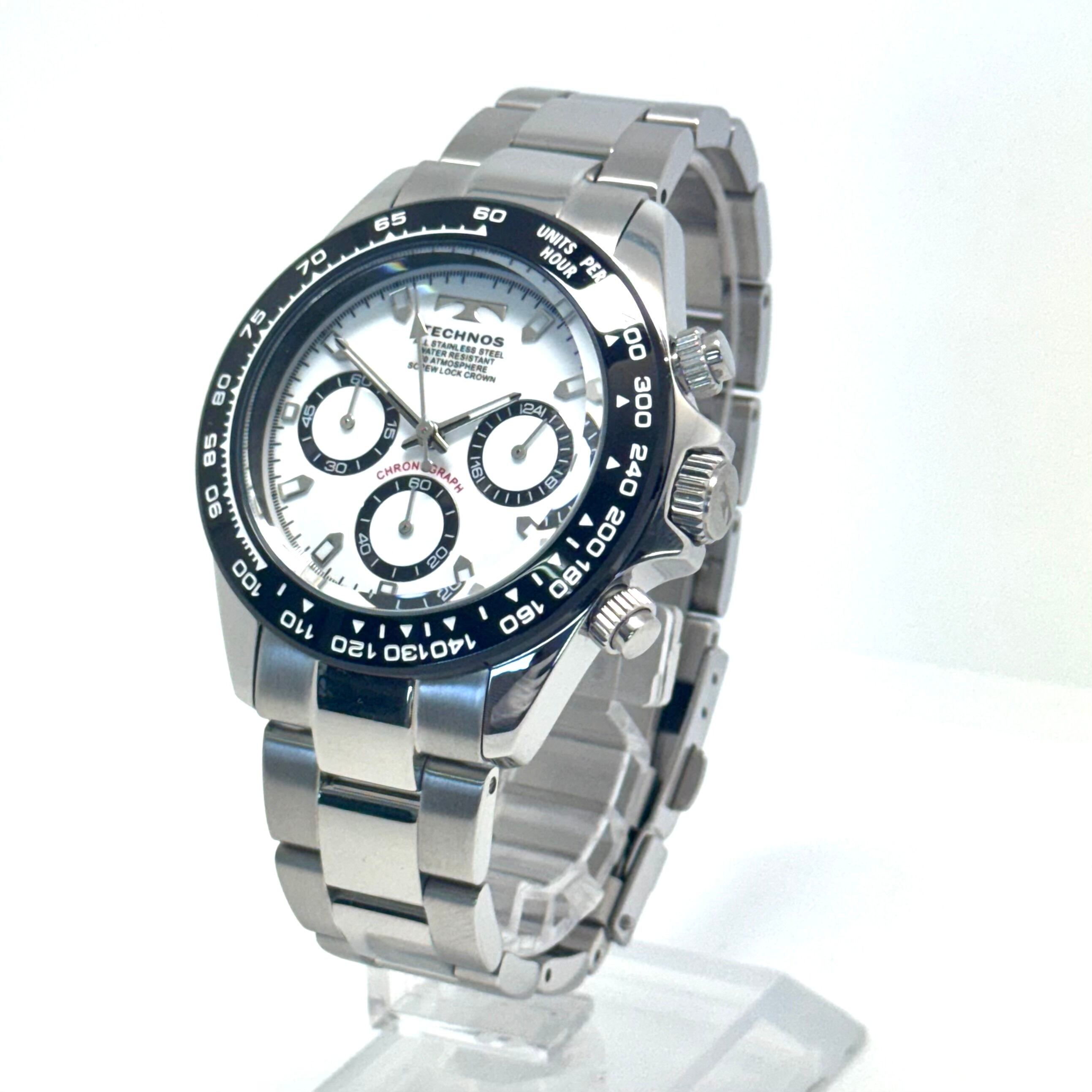 【美品】テクノス　TECHNOS　TSM411TW　クォーツ　クロノグラフ　白