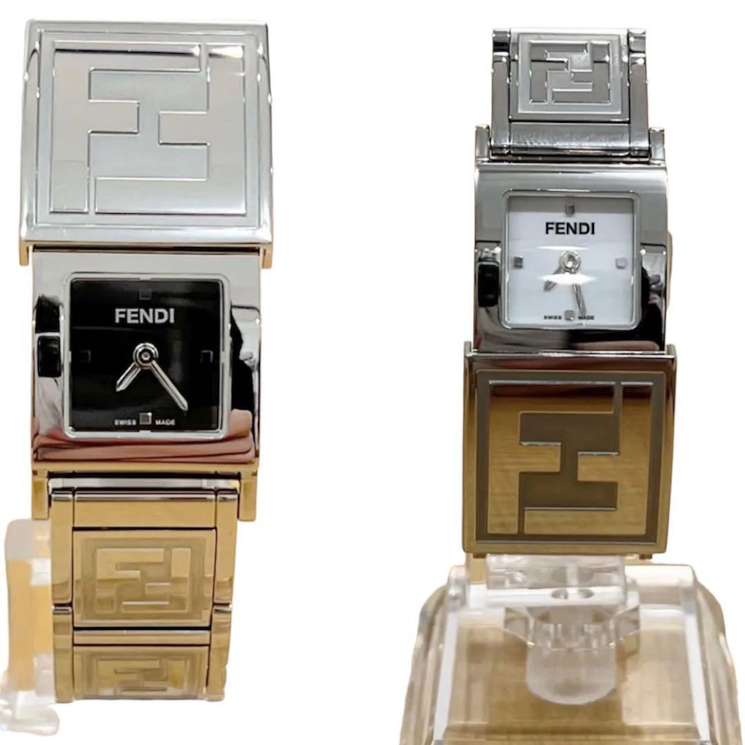 フェンディ 5500L オロロジ シークレット　2タイムゾーン QZ 2針 白黒