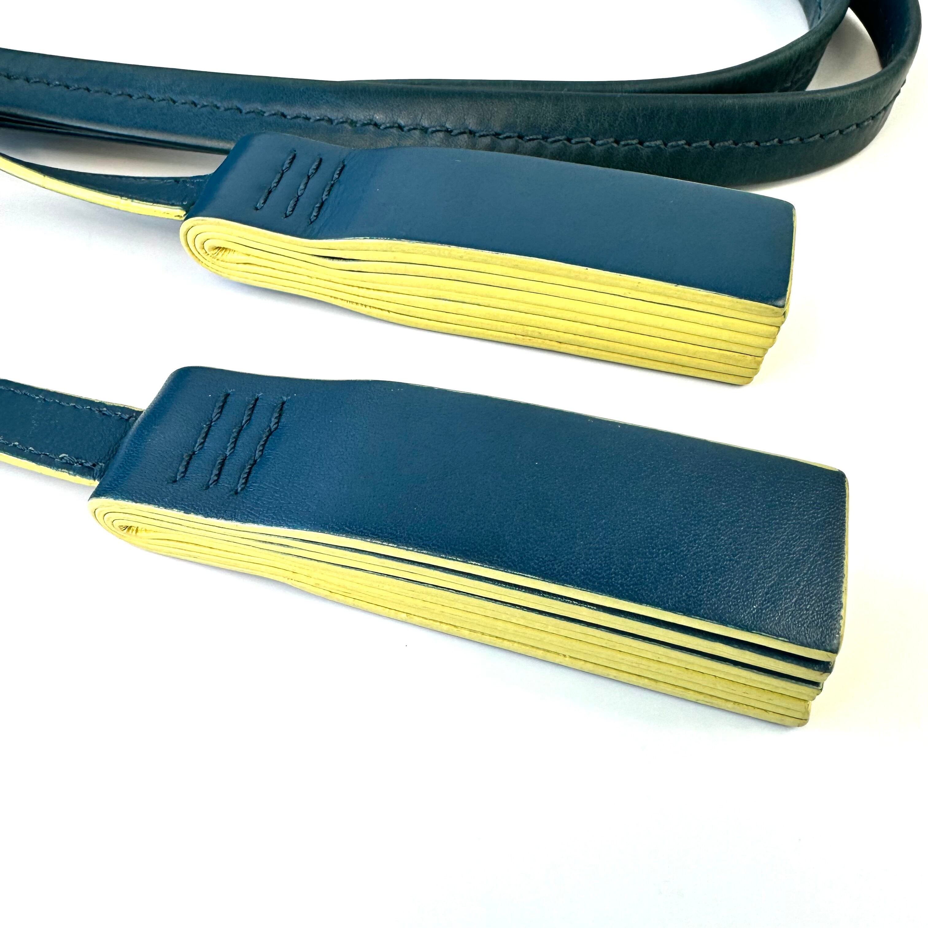 セリーヌ　カバファントム　トートバッグ　スモール　タッセル　カーフ　青　黄色