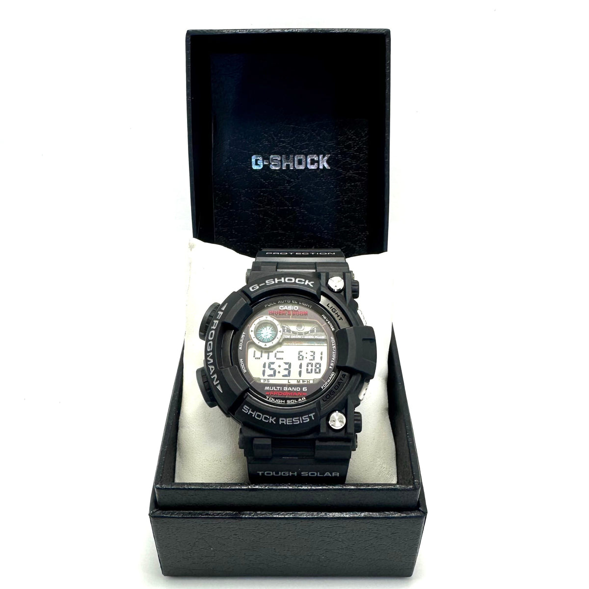 【美品】腕時計 メンズ カシオ ジーショック G-SHOCK フロッグマン GWF-A1000-1JF ダイビング タイドグラフ 200m潜水防水 黒 電波ソーラー デジタル 樹脂ベルト