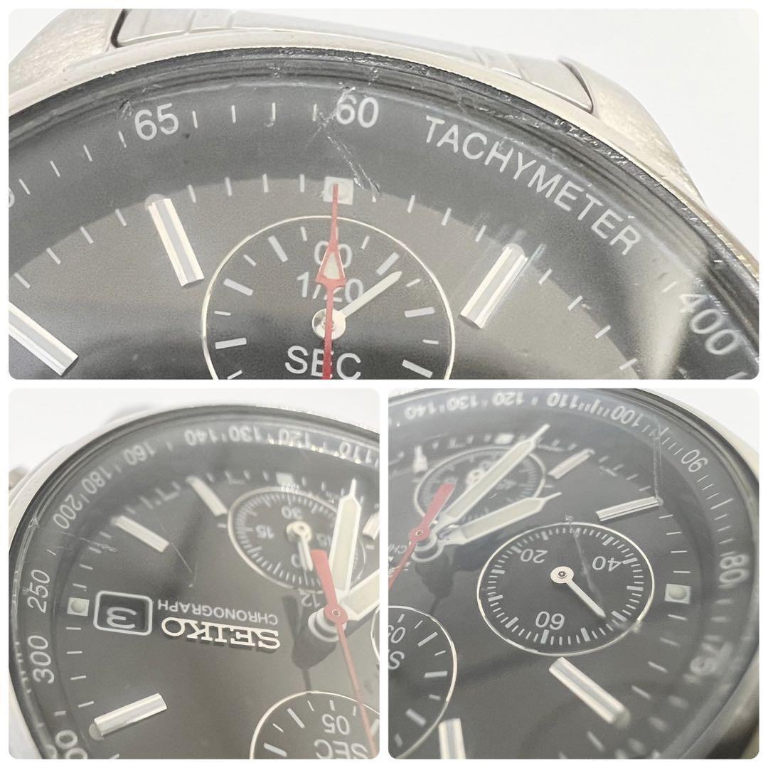 セイコー　クロノグラフ　クォーツ　デイト表示　黒